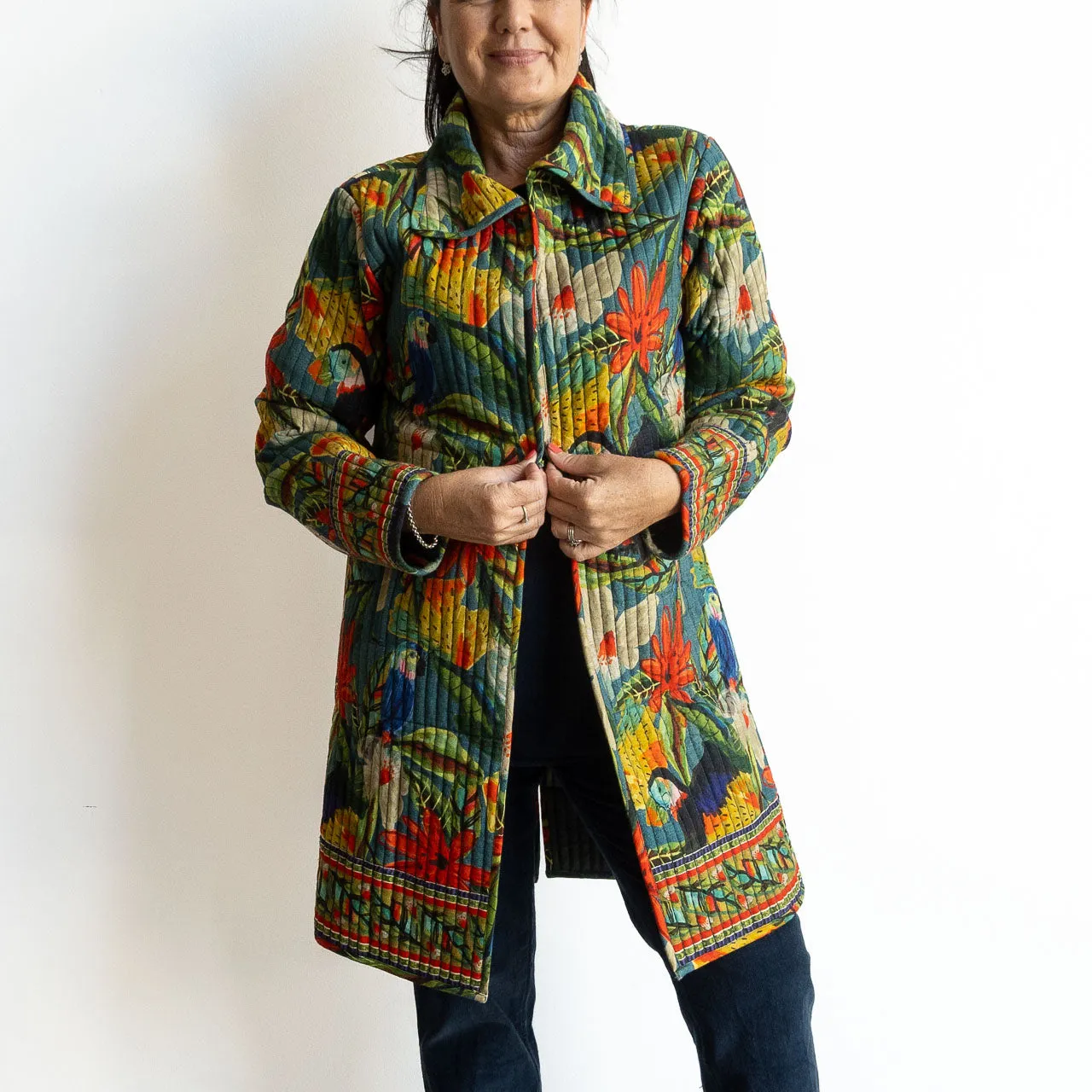 Quilted Long Coat Jacket by Escape - Galapagos - 42138