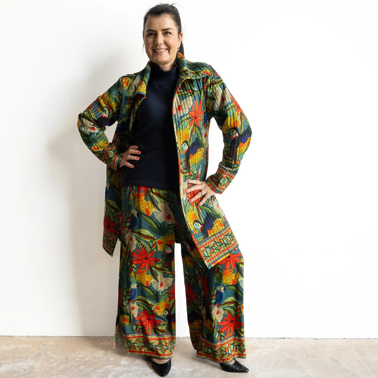 Quilted Long Coat Jacket by Escape - Galapagos - 42138