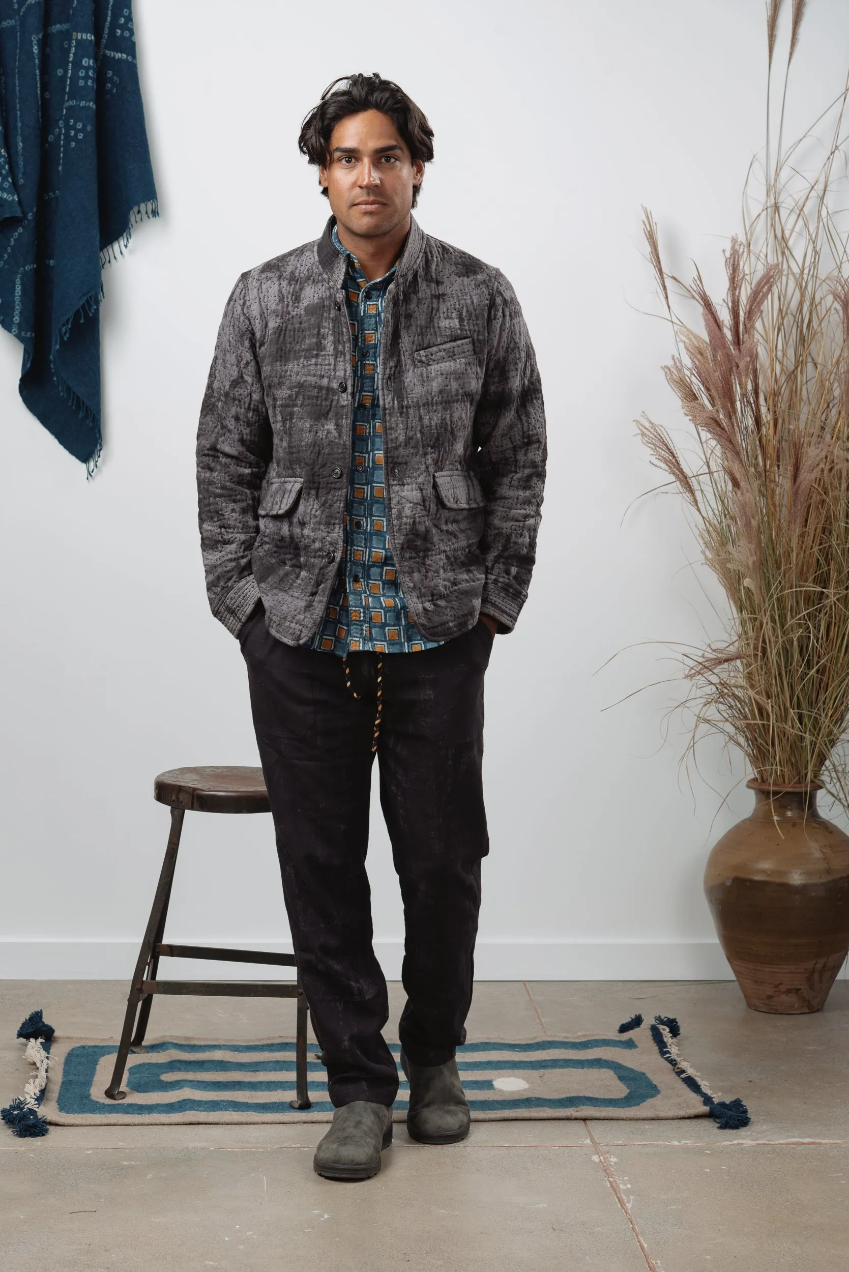 Raj Nehru Jacket in Quilted Potai