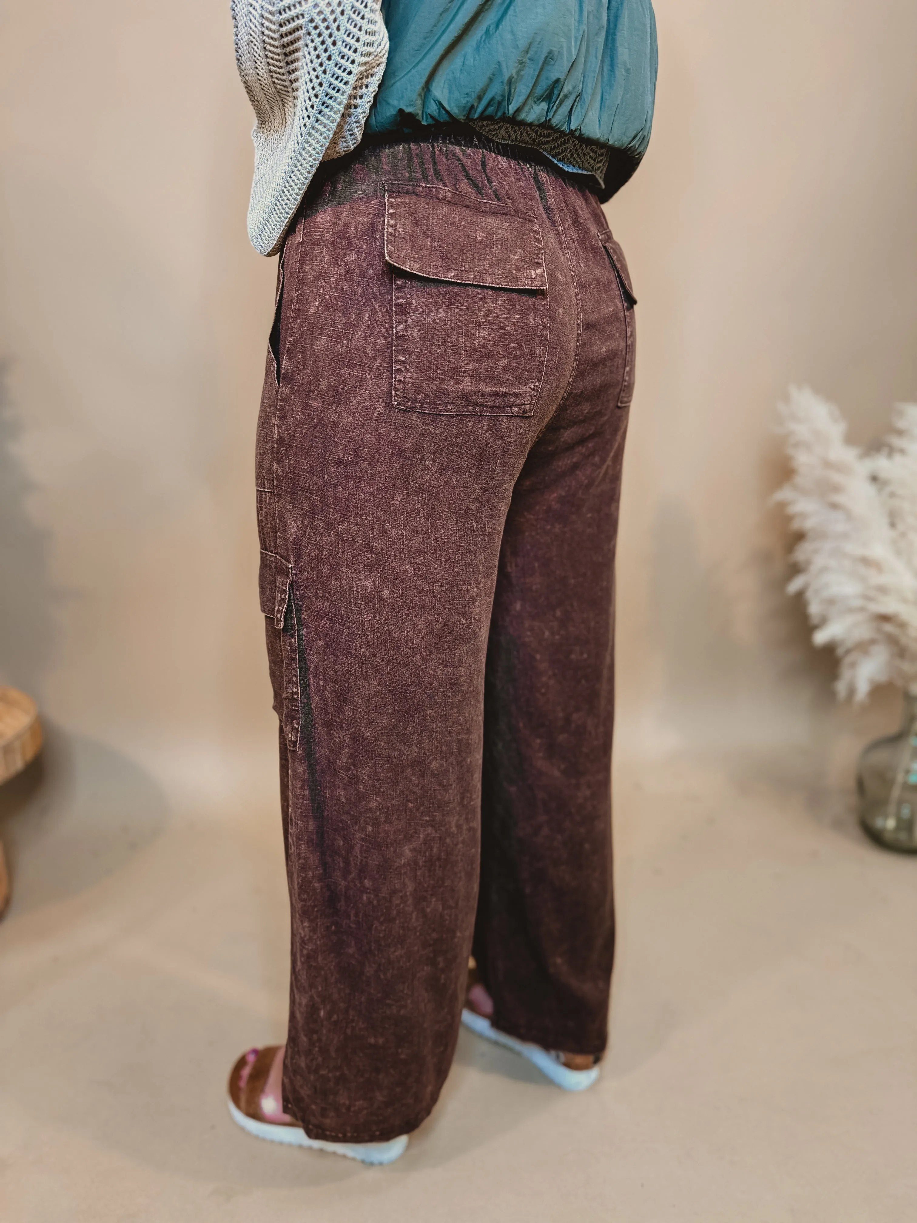 Ready When You Are Cargo Pants - Acid Brown