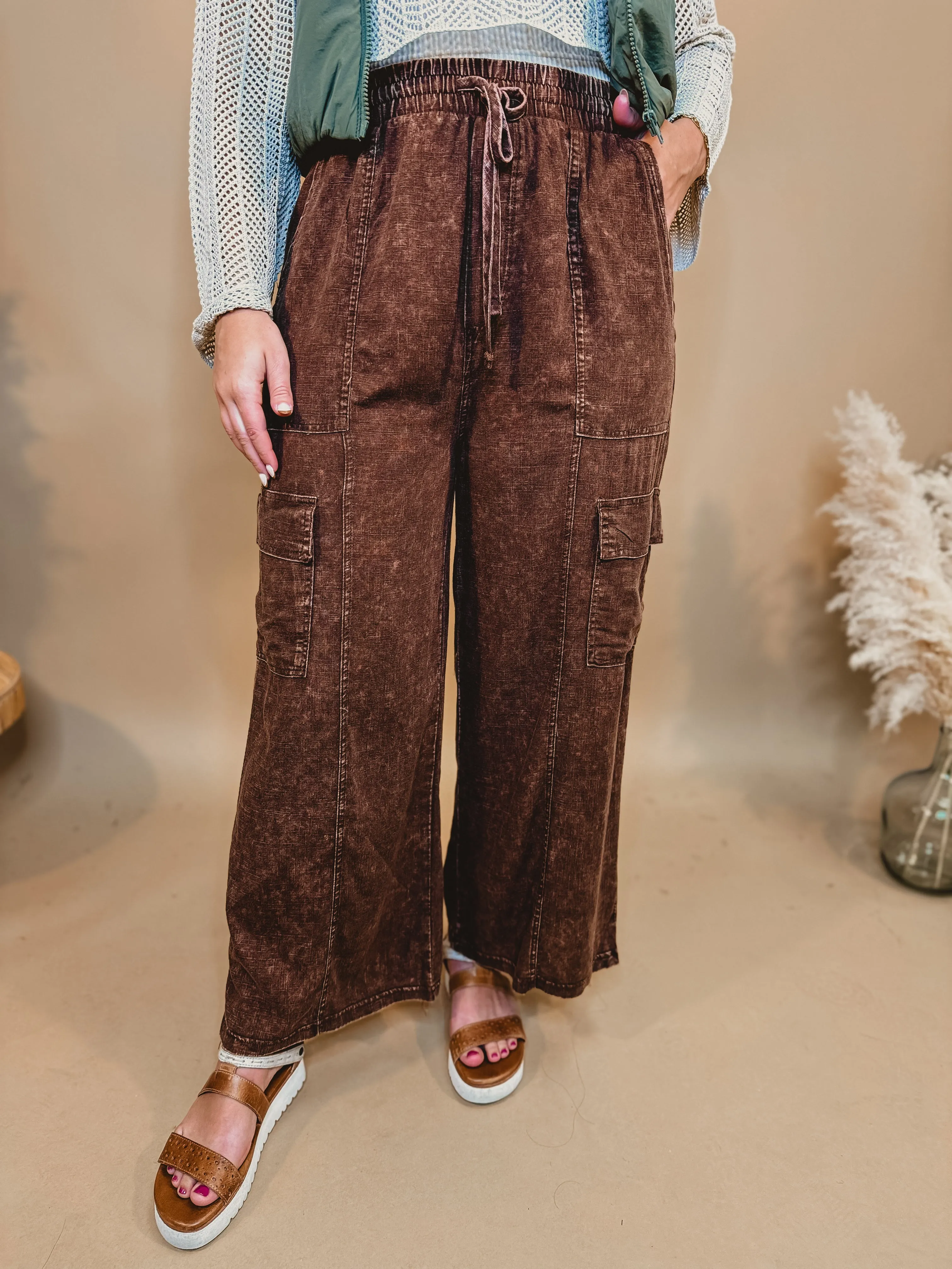 Ready When You Are Cargo Pants - Acid Brown