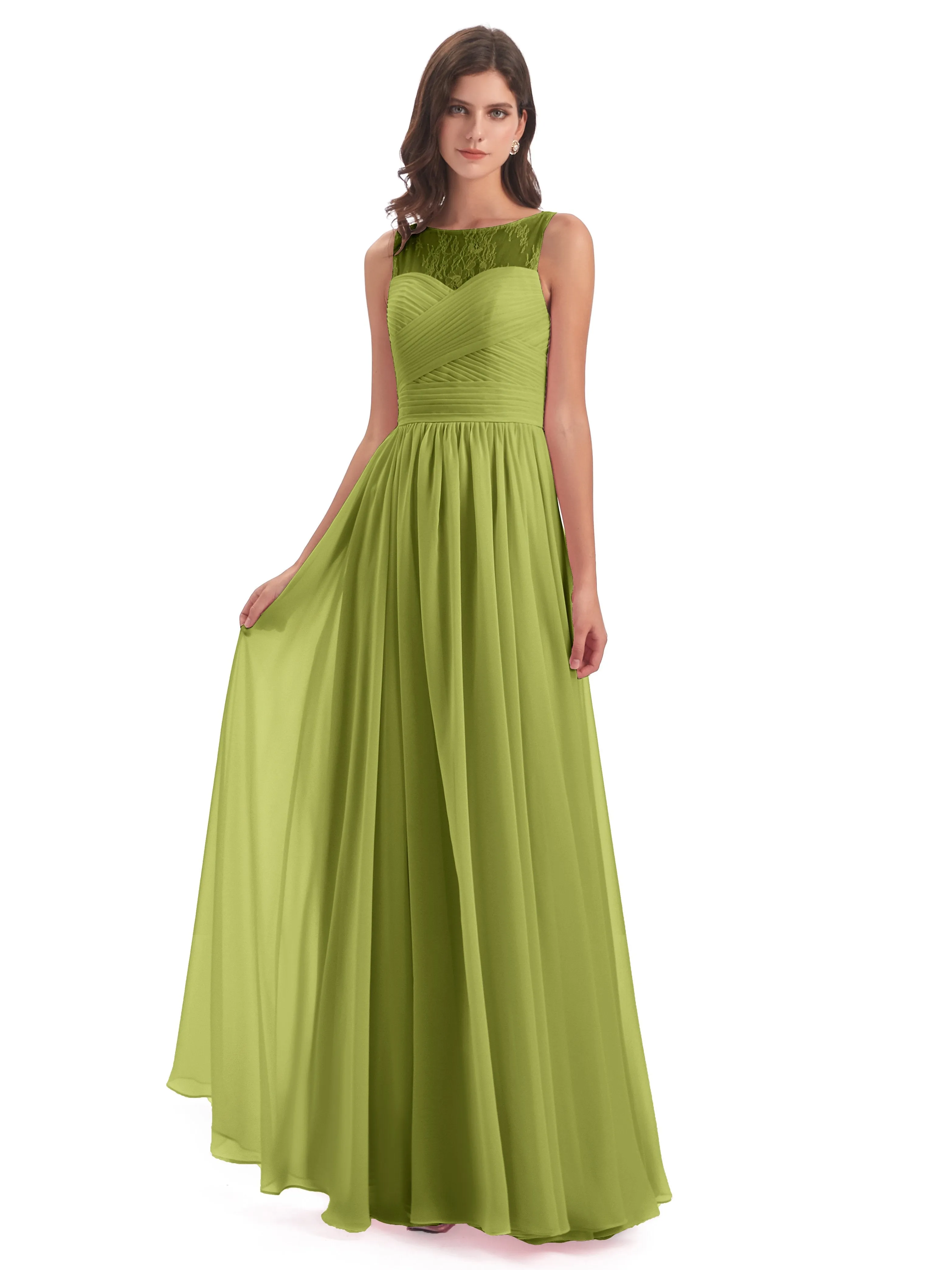 Robyn Magic Lace/Chiffon Illusion Long Bridesmaid Dresses