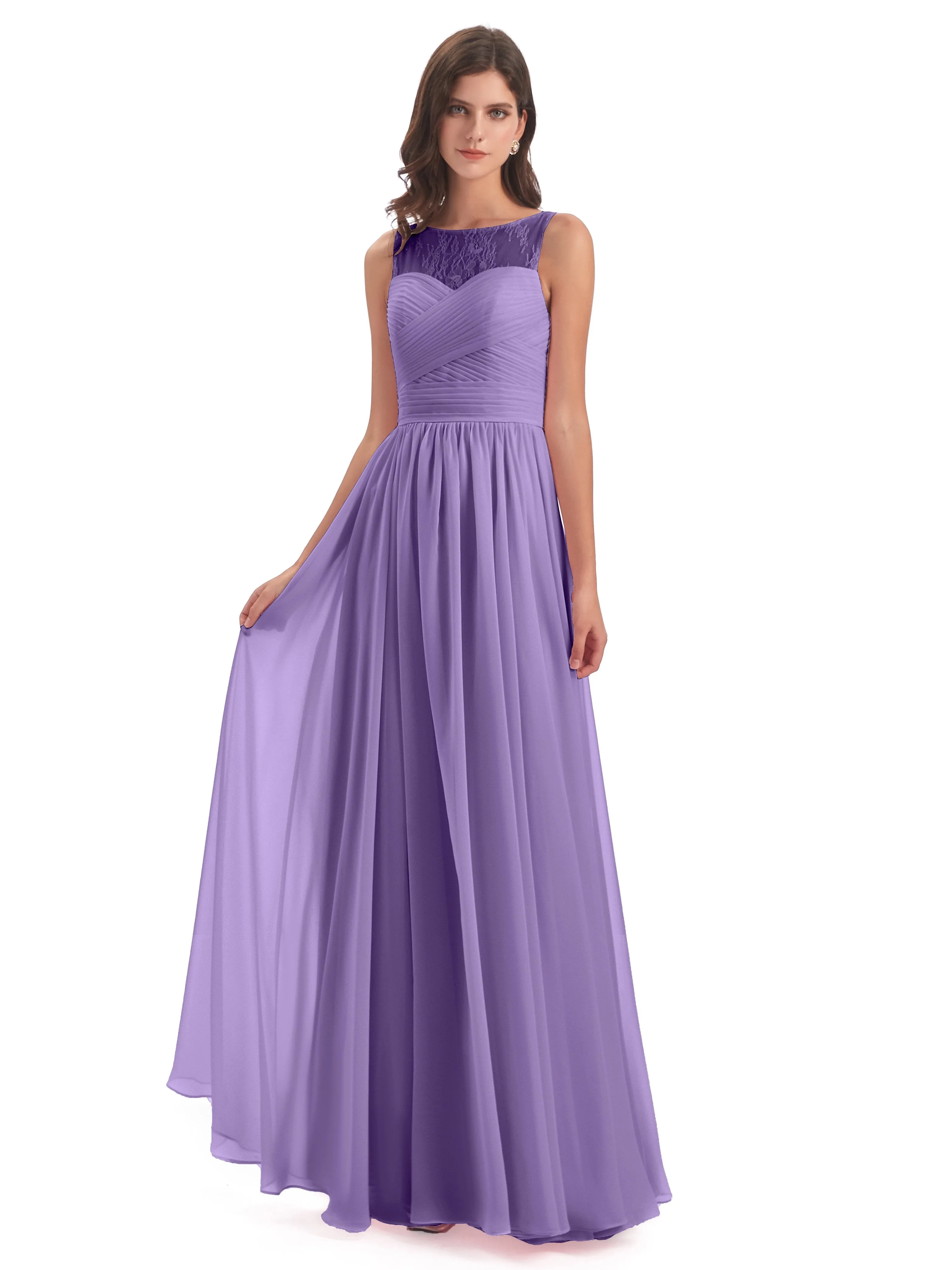 Robyn Magic Lace/Chiffon Illusion Long Bridesmaid Dresses