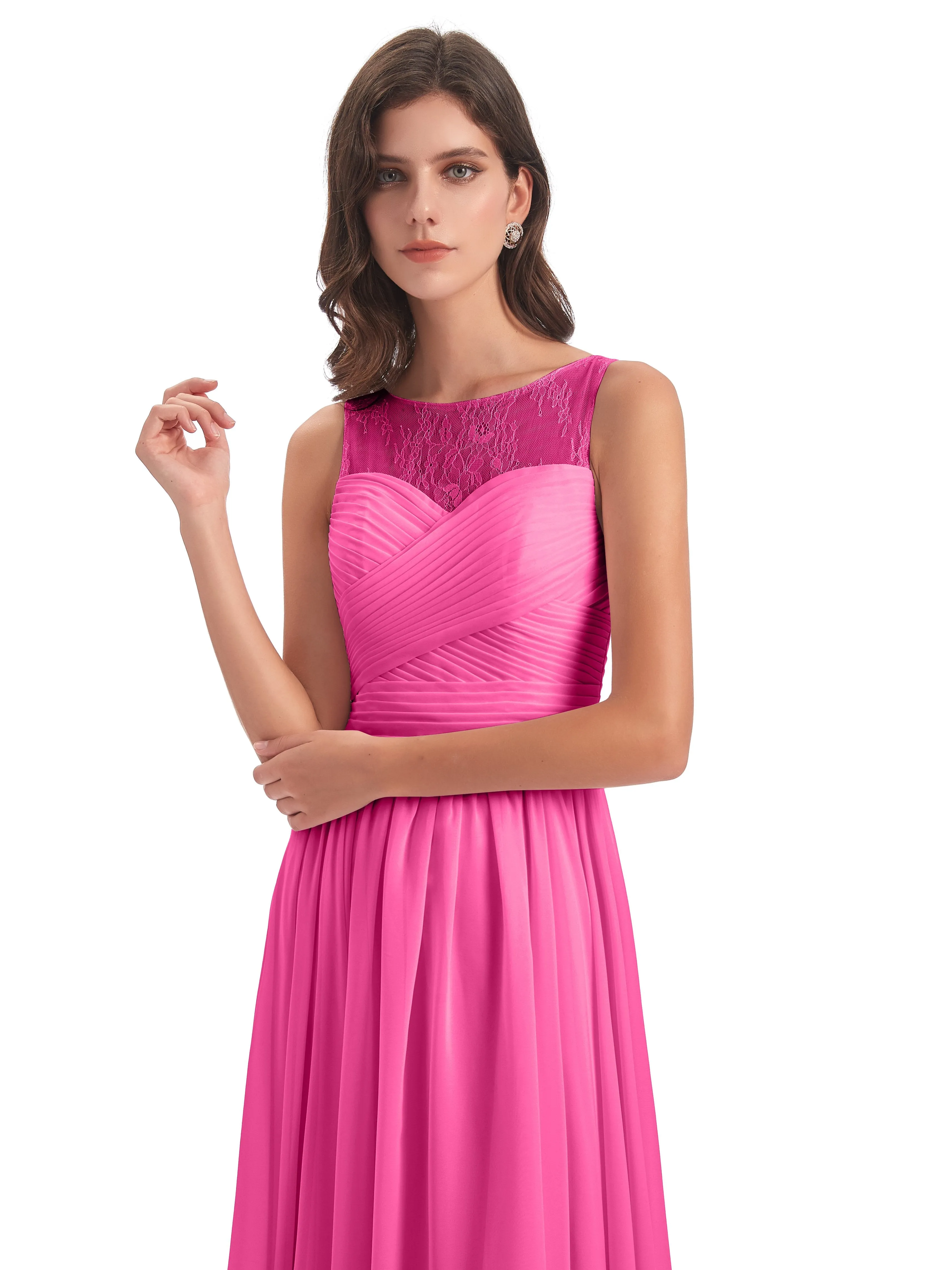 Robyn Magic Lace/Chiffon Illusion Long Bridesmaid Dresses