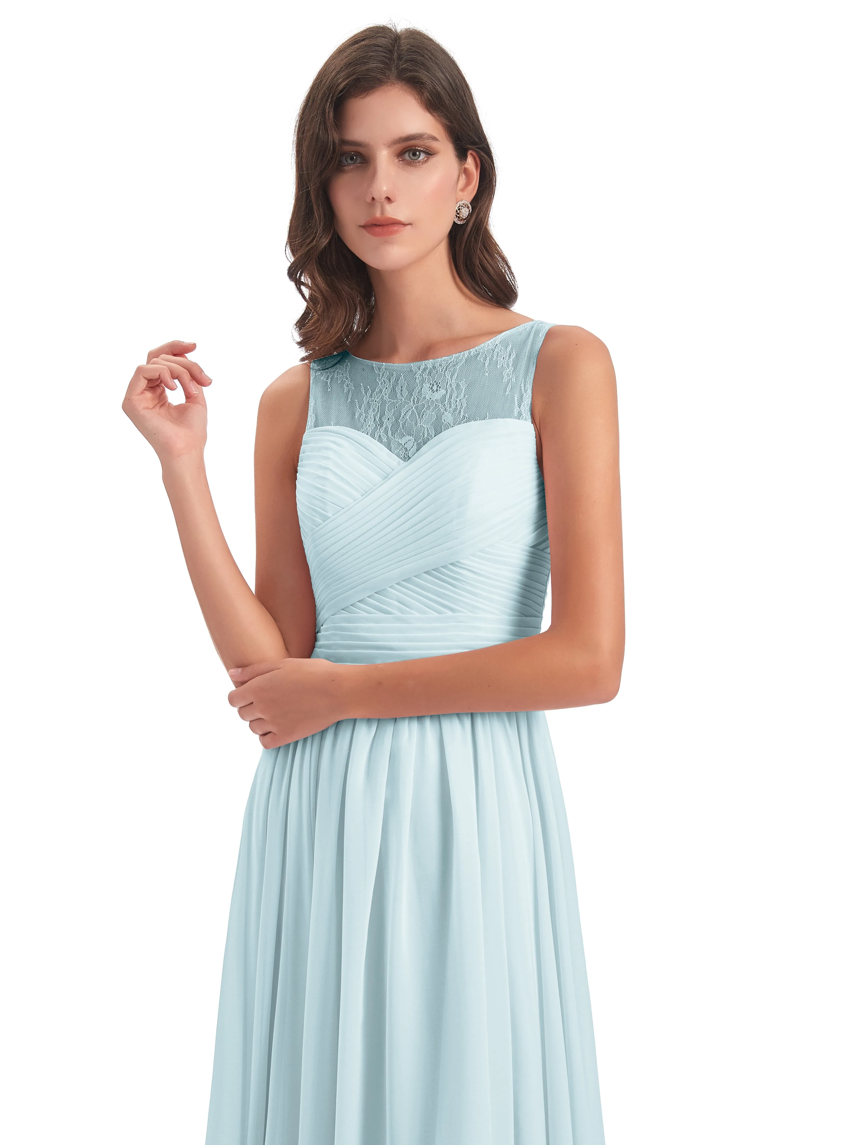 Robyn Magic Lace/Chiffon Illusion Long Bridesmaid Dresses