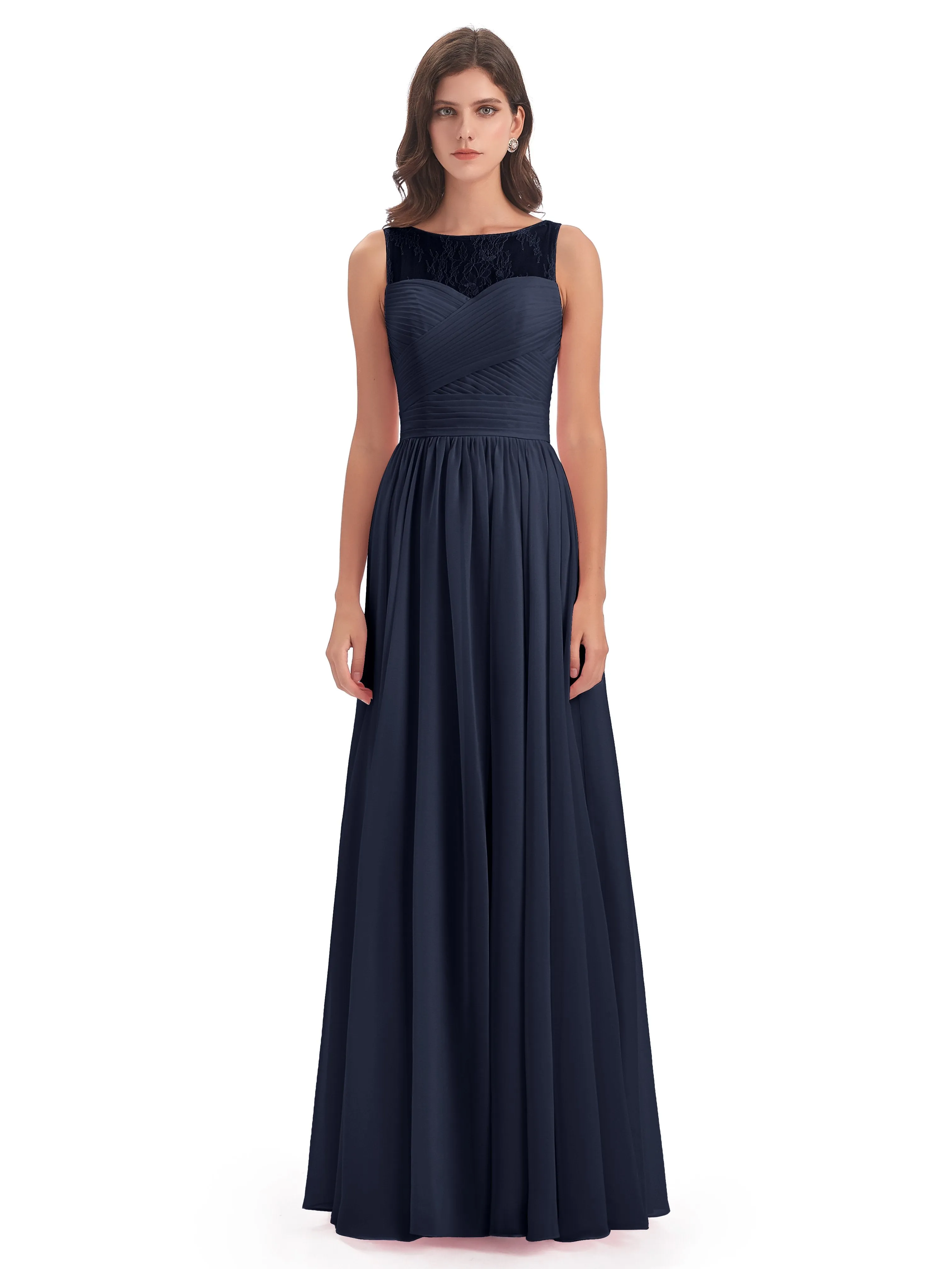 Robyn Magic Lace/Chiffon Illusion Long Bridesmaid Dresses