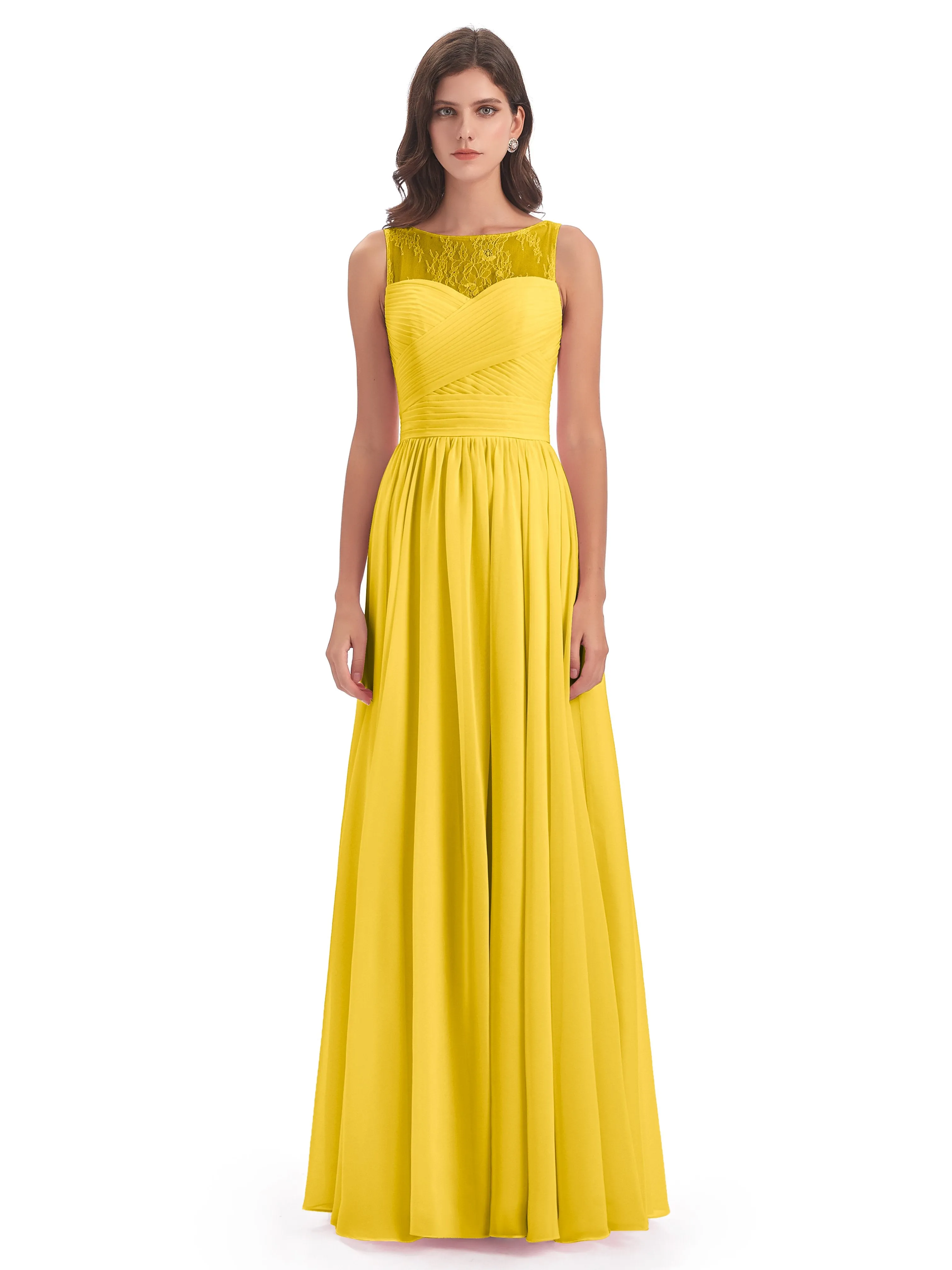 Robyn Magic Lace/Chiffon Illusion Long Bridesmaid Dresses