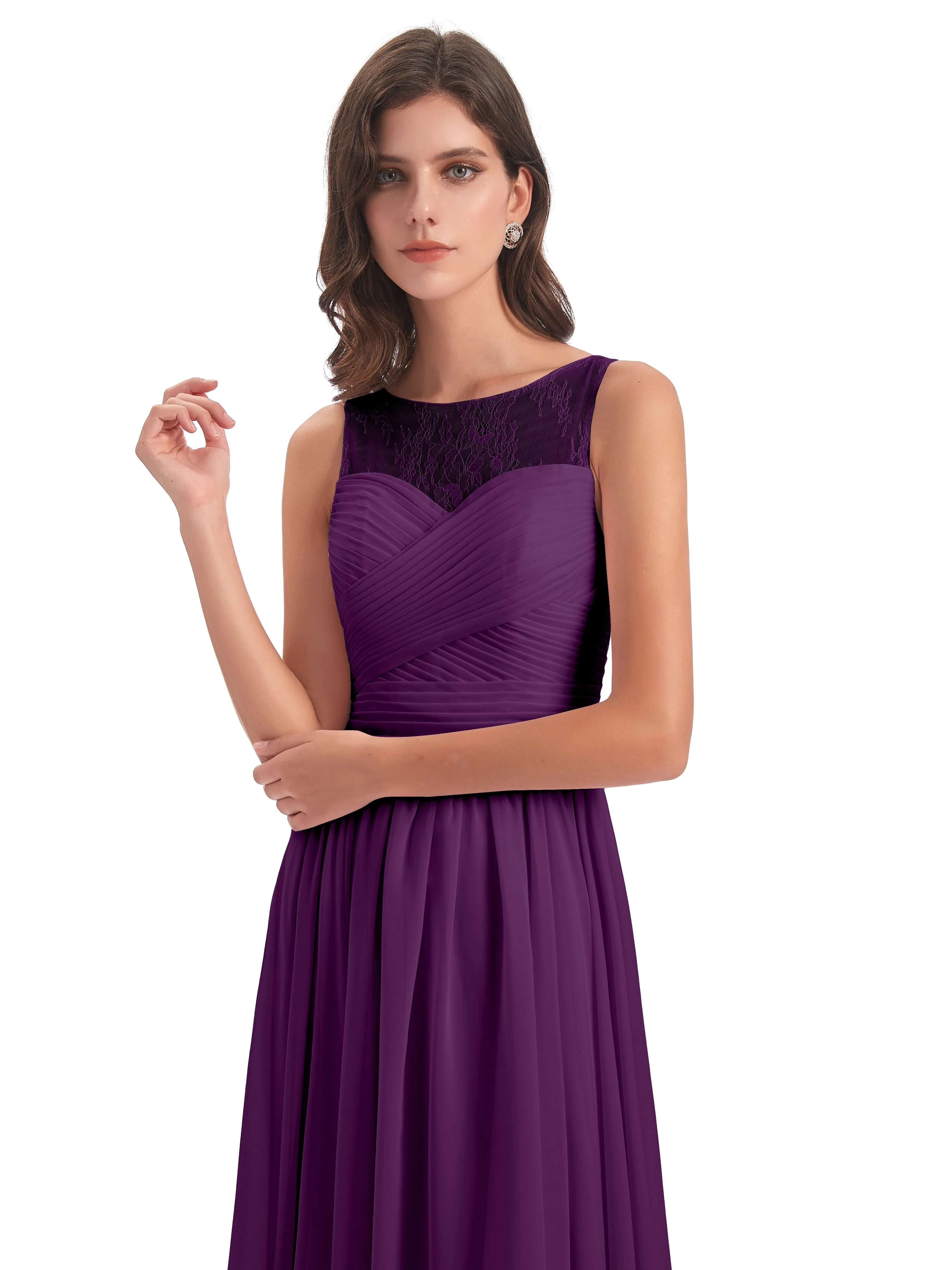Robyn Magic Lace/Chiffon Illusion Long Bridesmaid Dresses