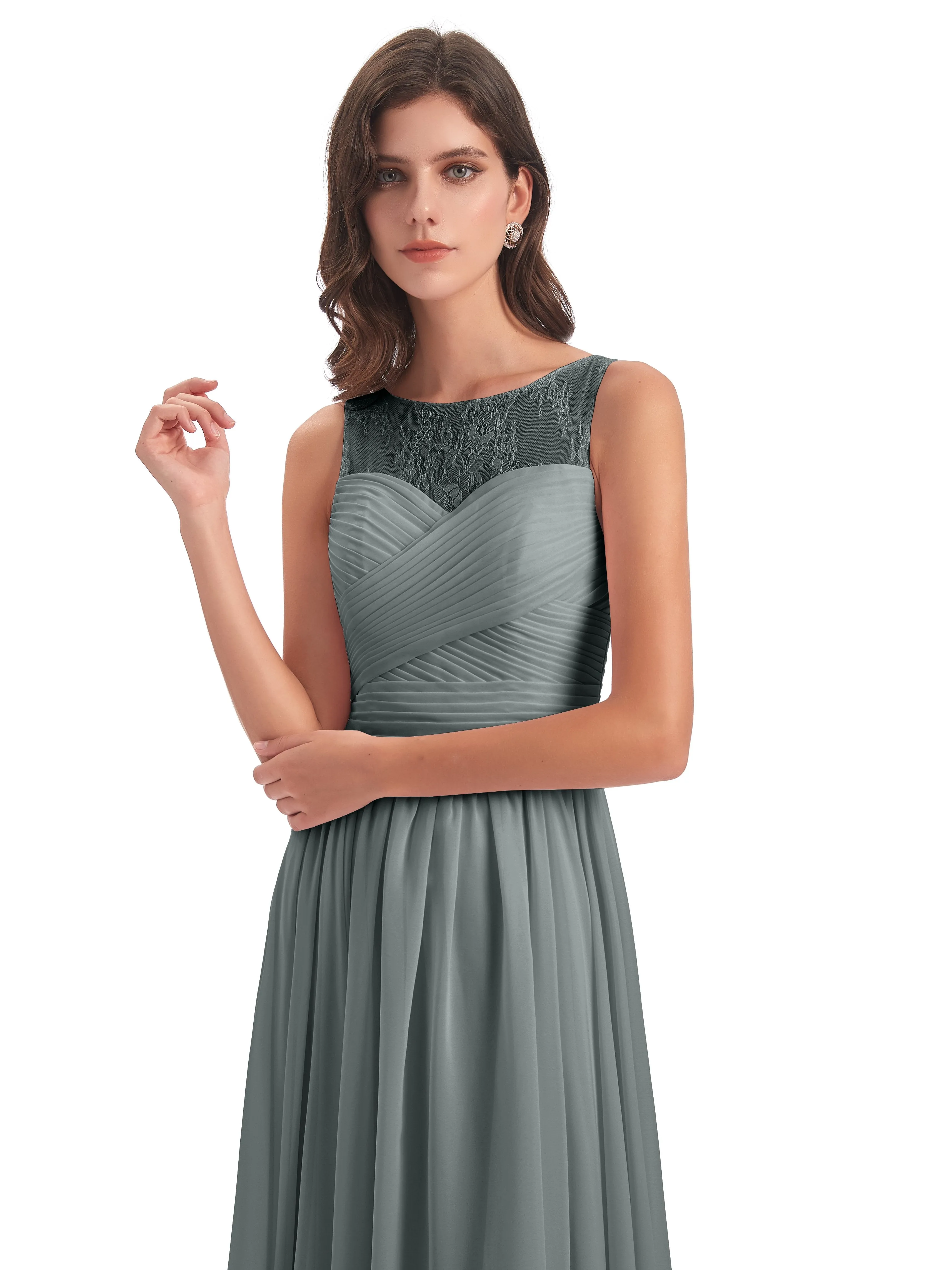 Robyn Magic Lace/Chiffon Illusion Long Bridesmaid Dresses