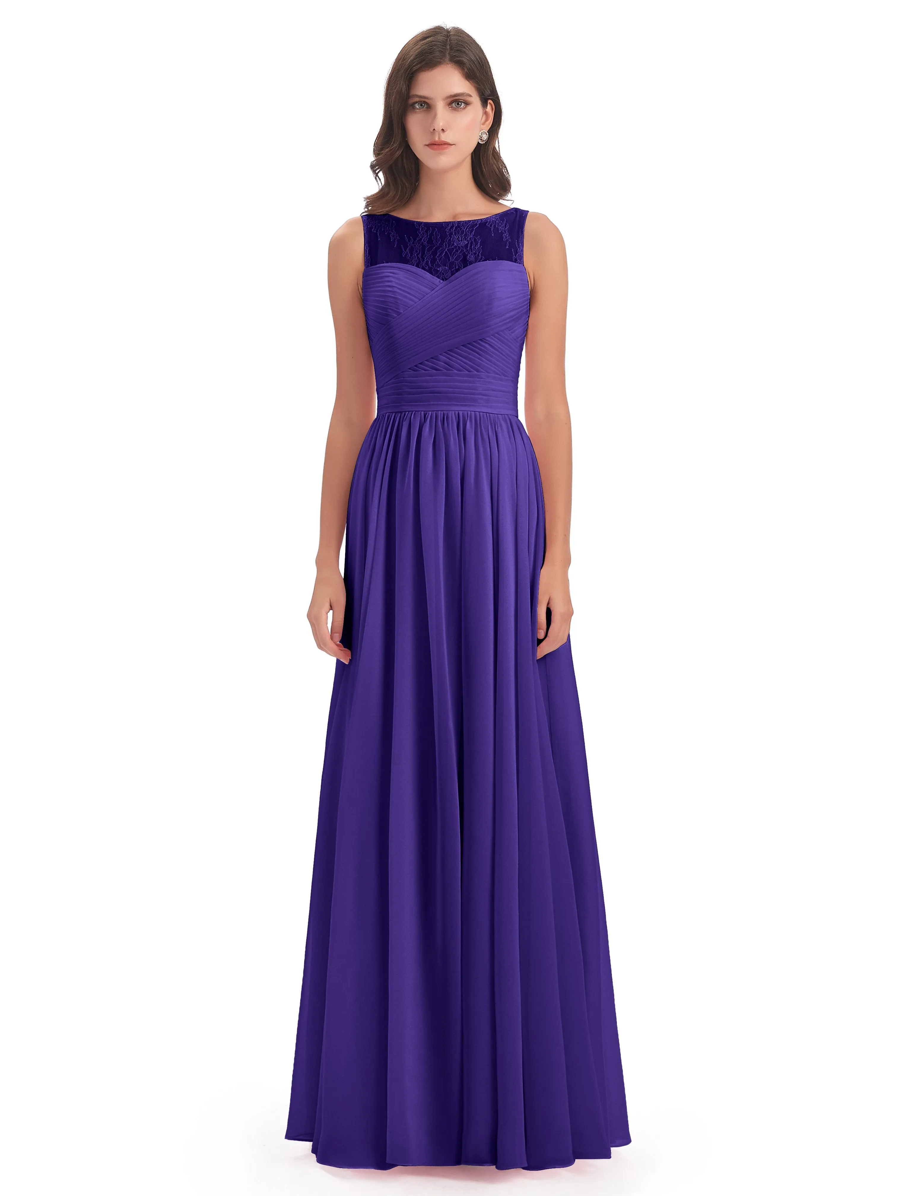 Robyn Magic Lace/Chiffon Illusion Long Bridesmaid Dresses