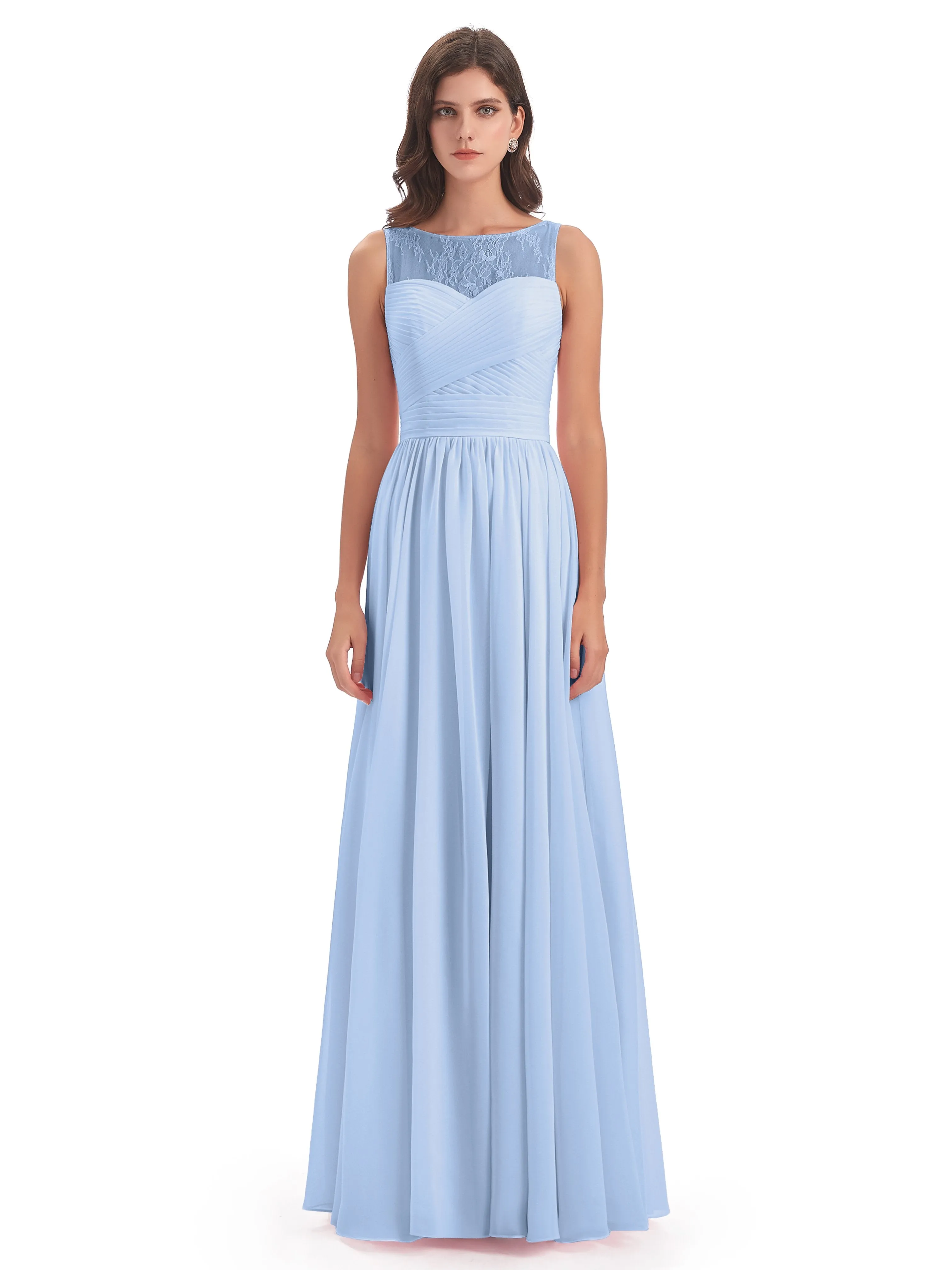 Robyn Magic Lace/Chiffon Illusion Long Bridesmaid Dresses