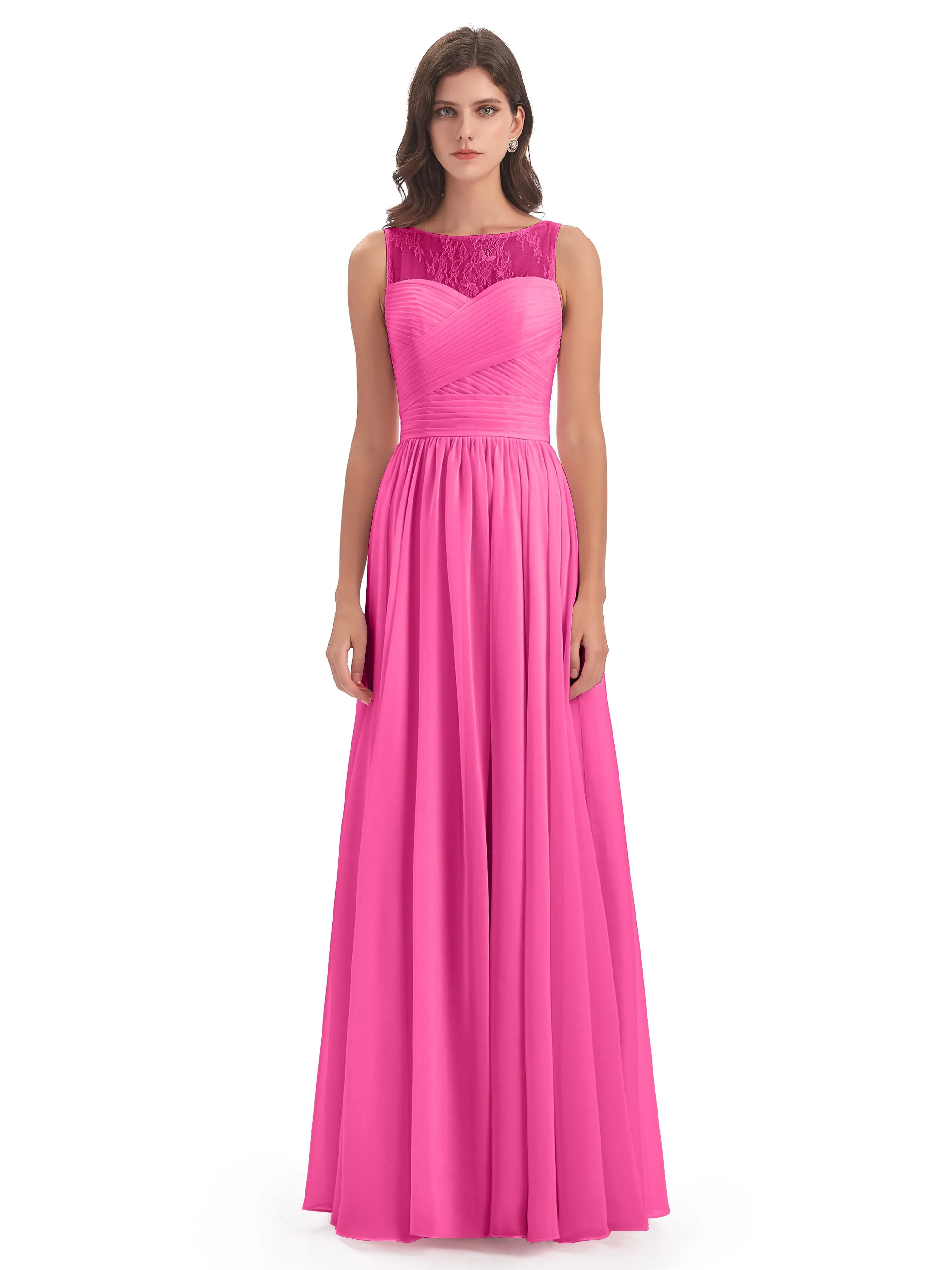 Robyn Magic Lace/Chiffon Illusion Long Bridesmaid Dresses