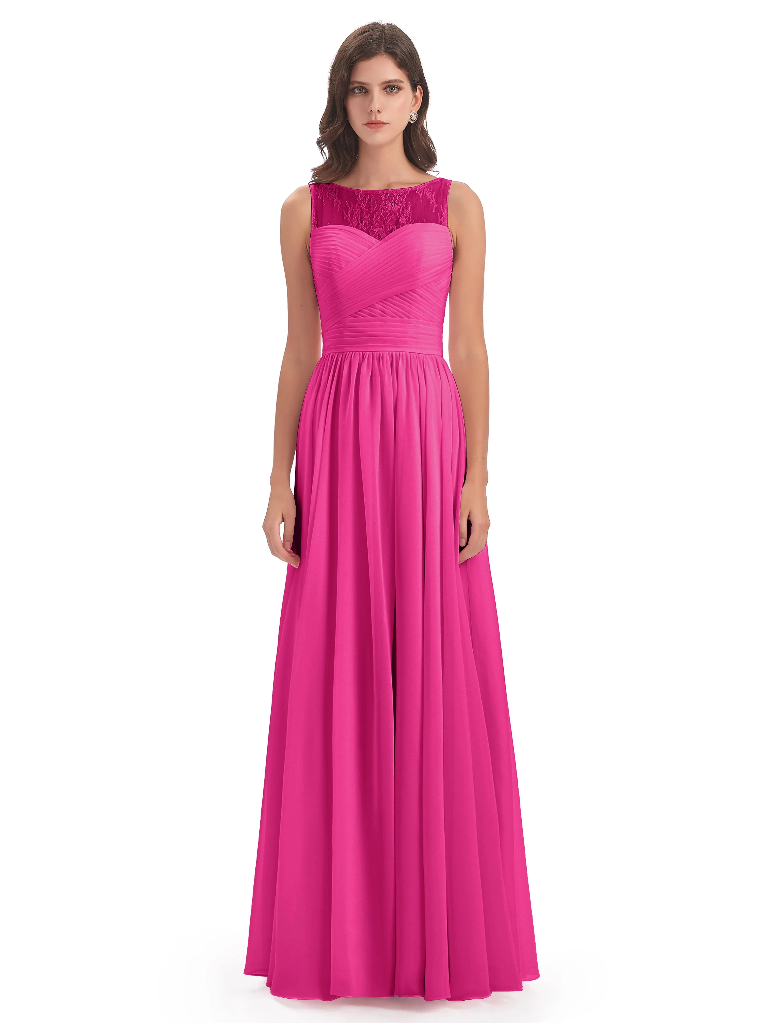 Robyn Magic Lace/Chiffon Illusion Long Bridesmaid Dresses