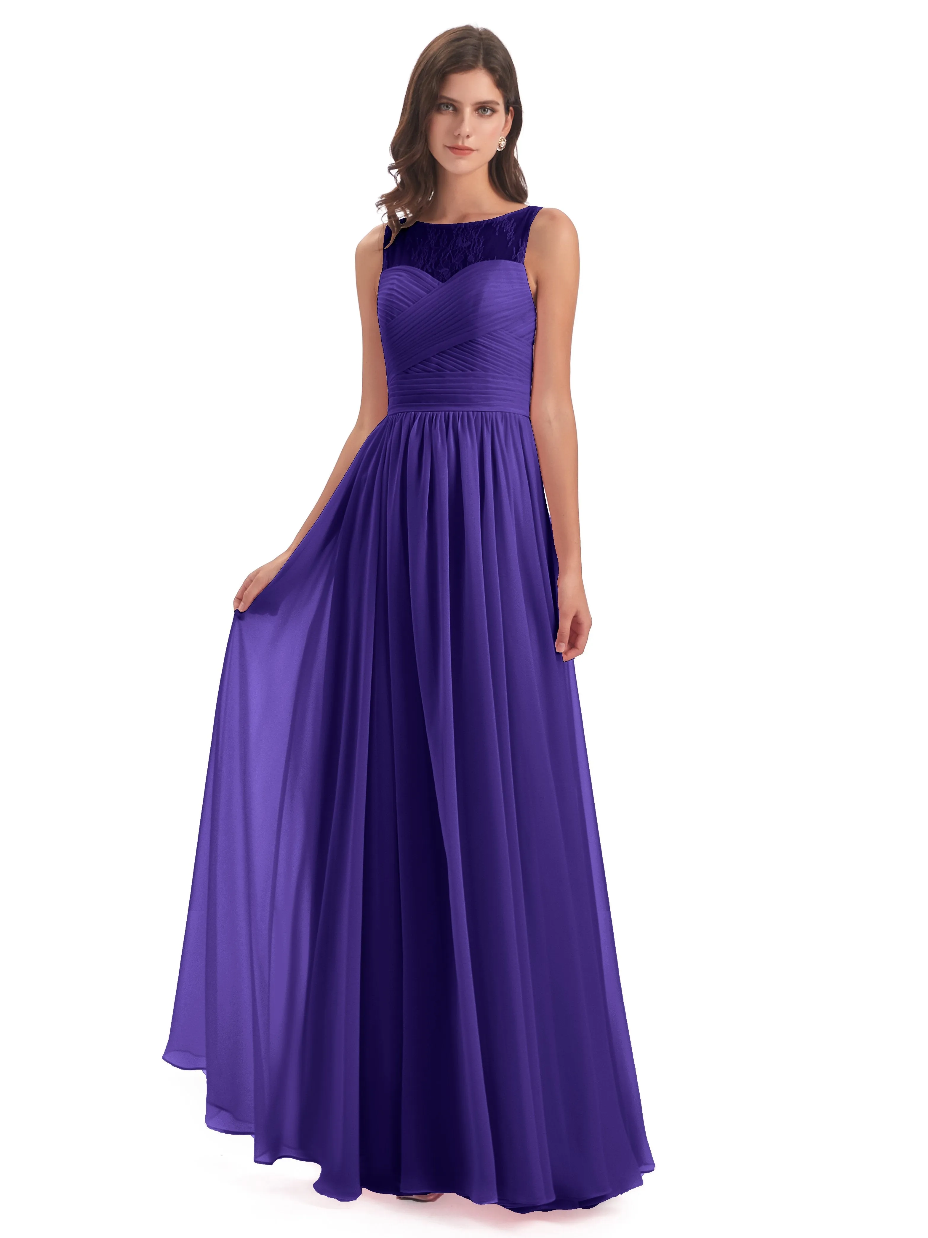 Robyn Magic Lace/Chiffon Illusion Long Bridesmaid Dresses