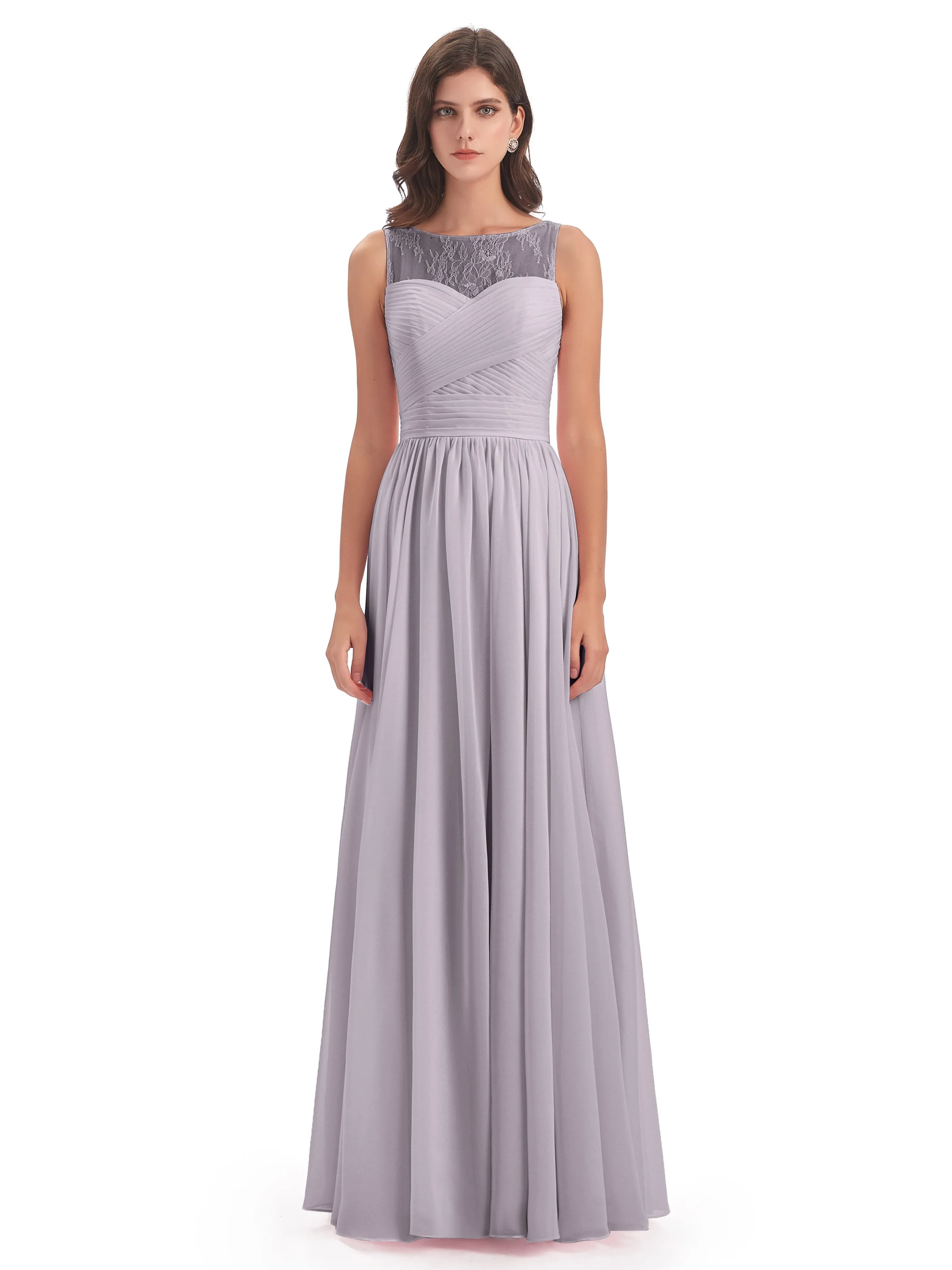 Robyn Magic Lace/Chiffon Illusion Long Bridesmaid Dresses