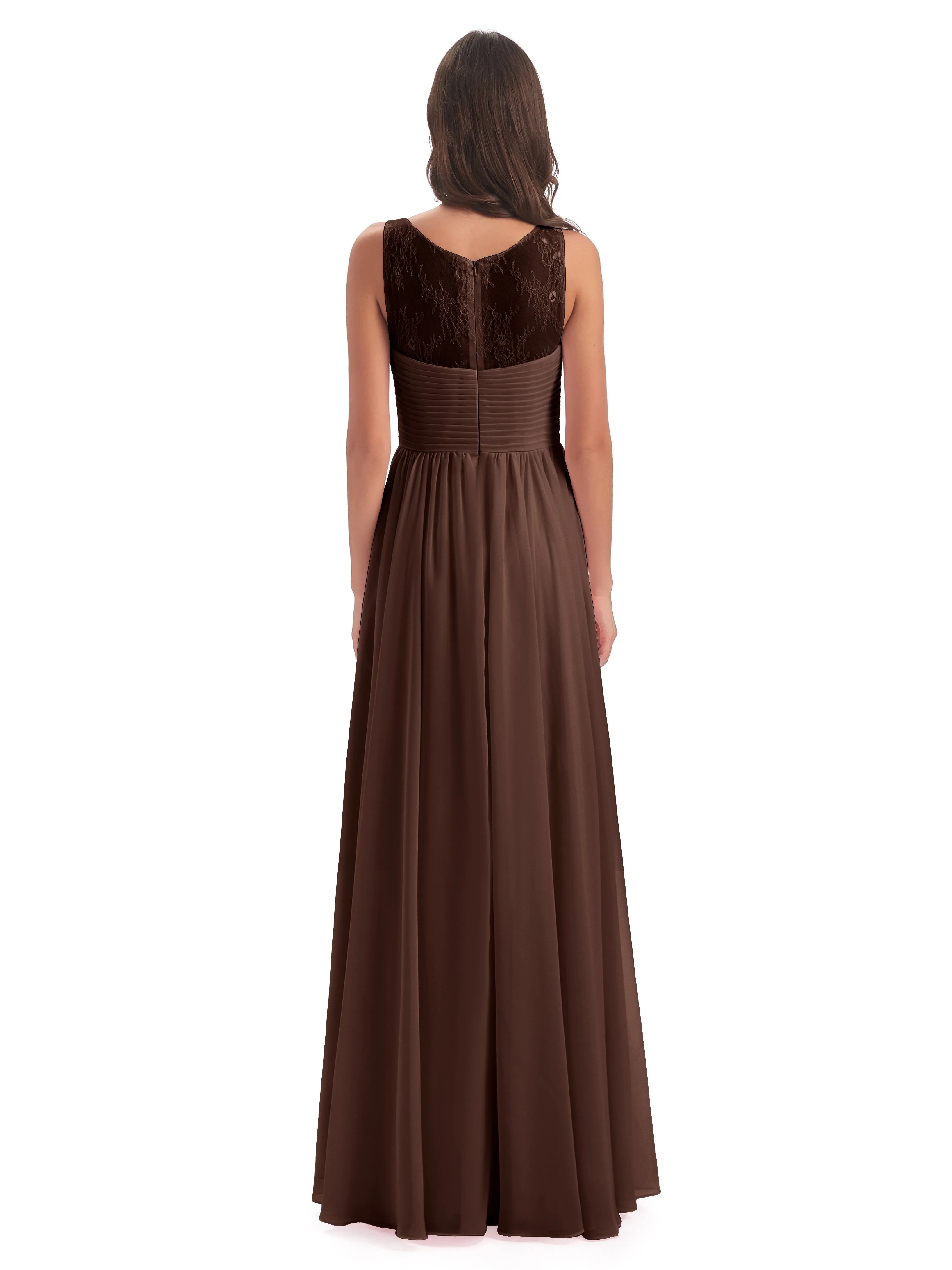Robyn Magic Lace/Chiffon Illusion Long Bridesmaid Dresses