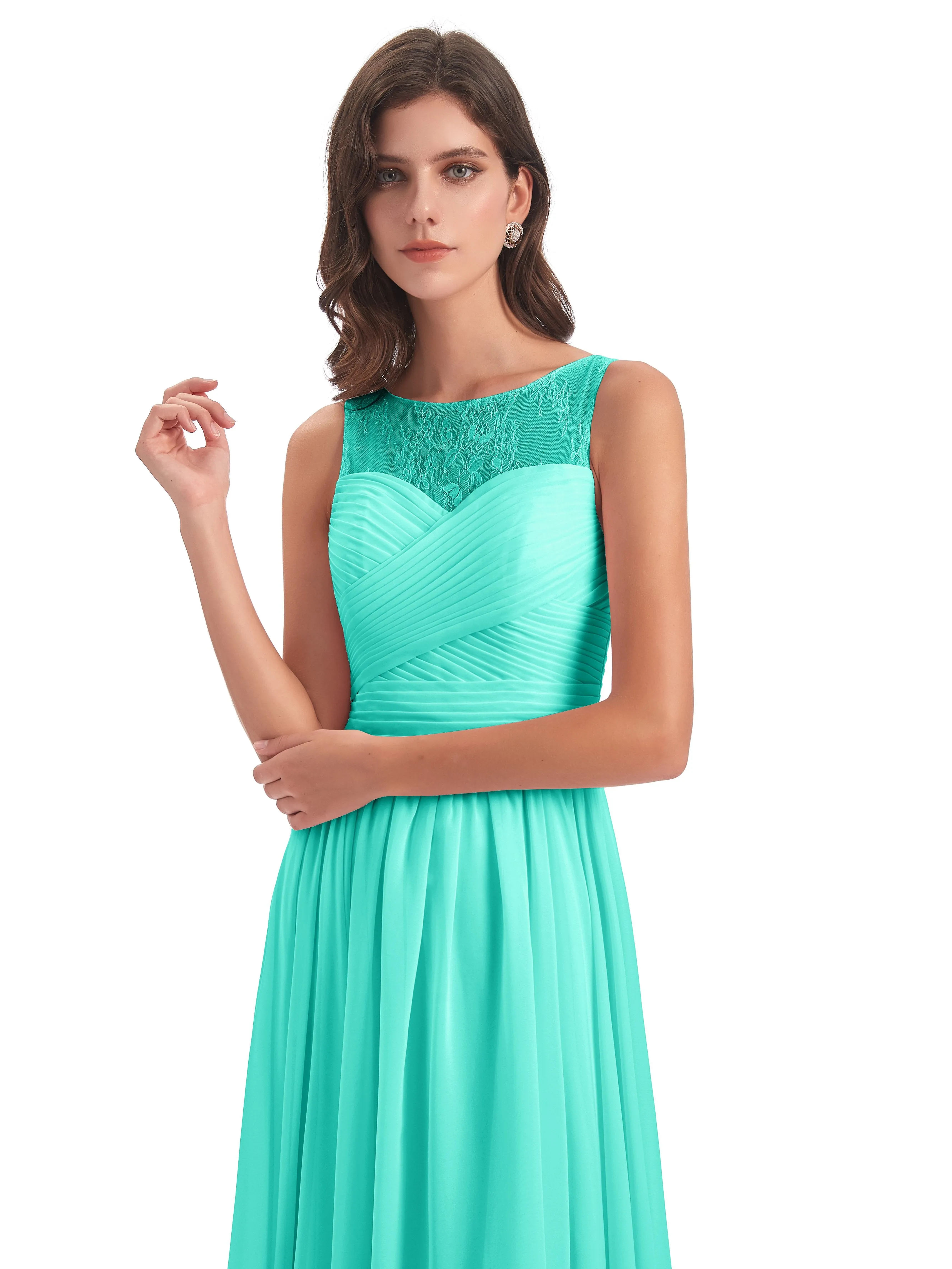Robyn Magic Lace/Chiffon Illusion Long Bridesmaid Dresses