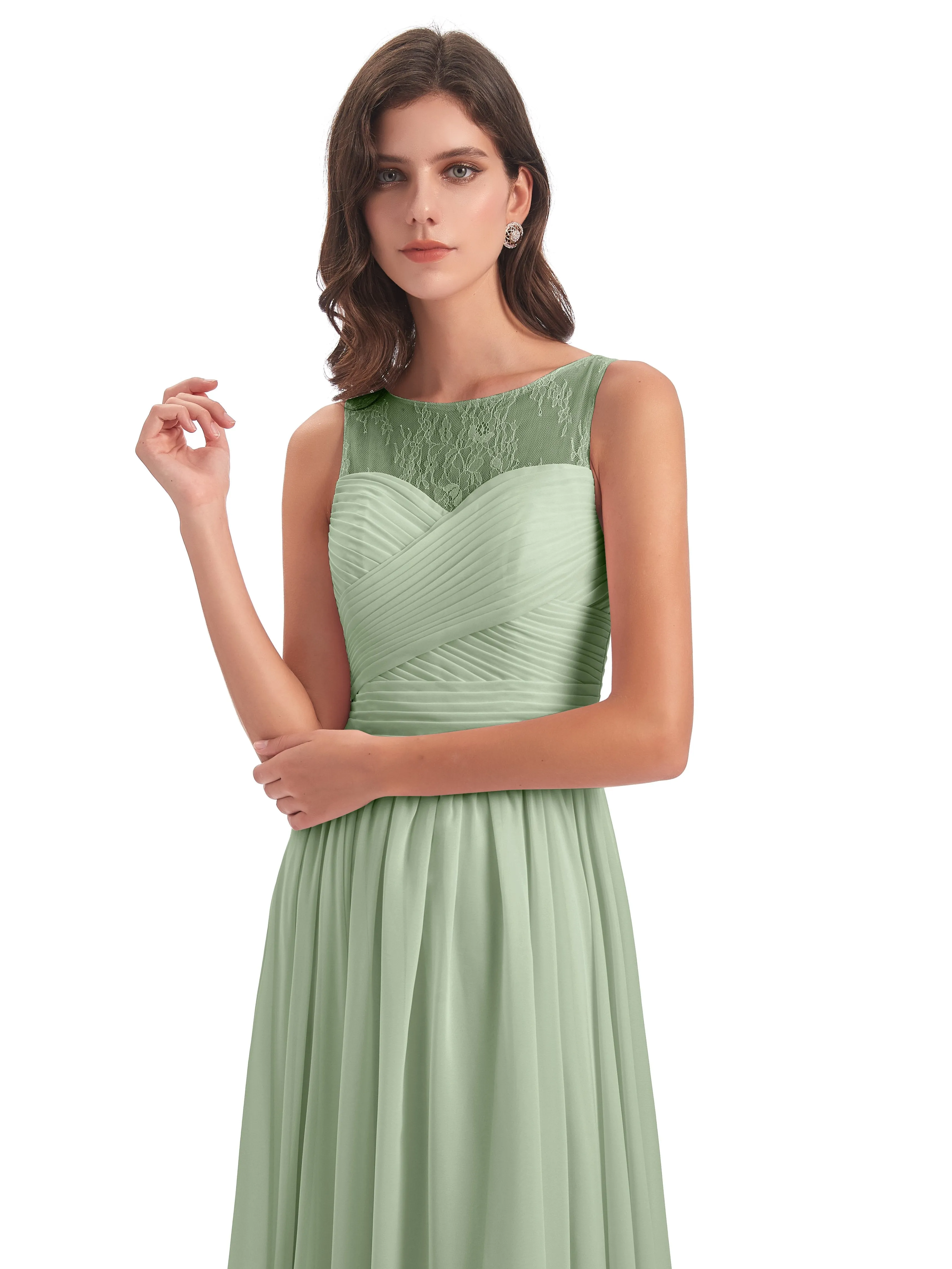 Robyn Magic Lace/Chiffon Illusion Long Bridesmaid Dresses