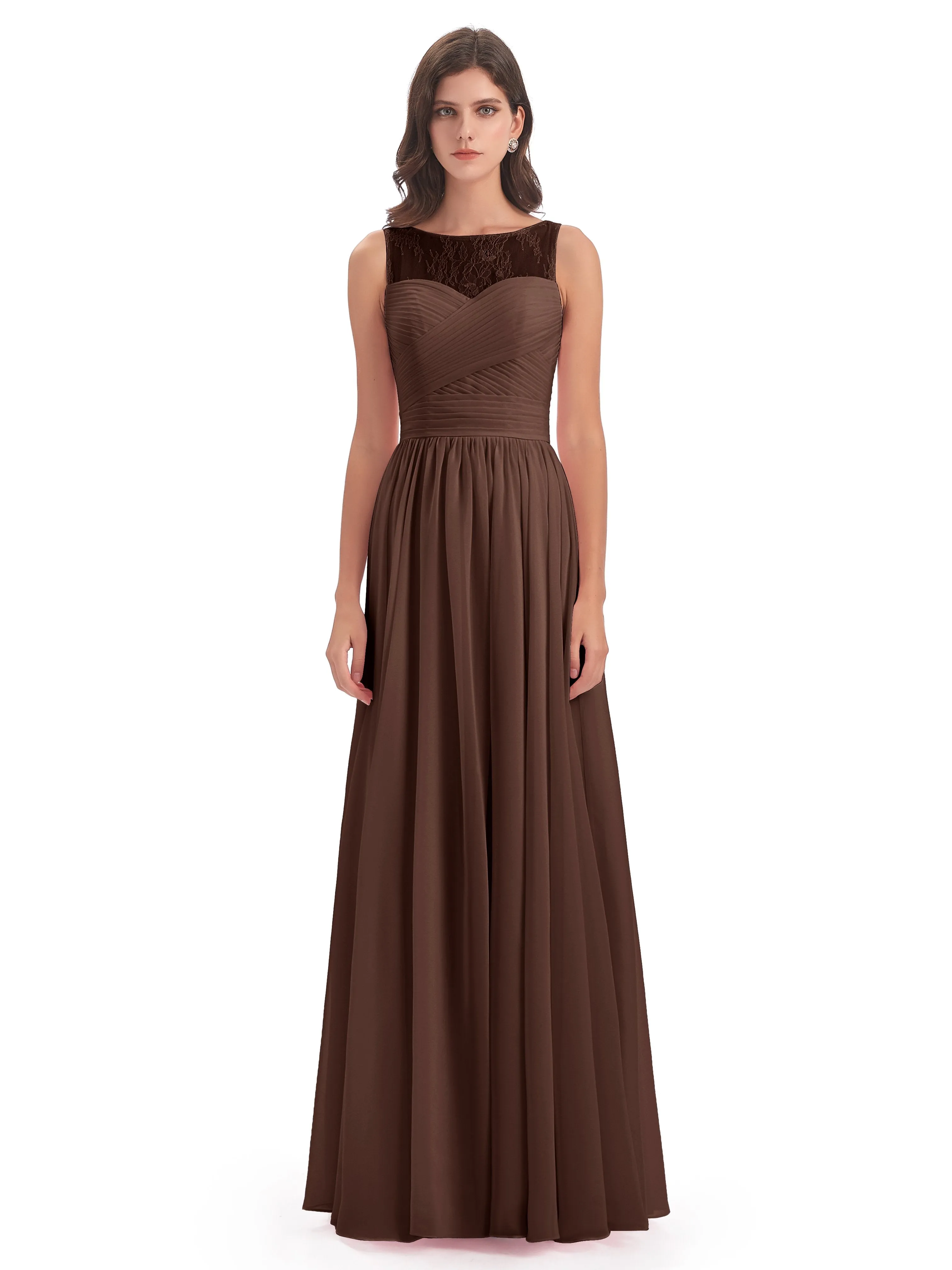 Robyn Magic Lace/Chiffon Illusion Long Bridesmaid Dresses