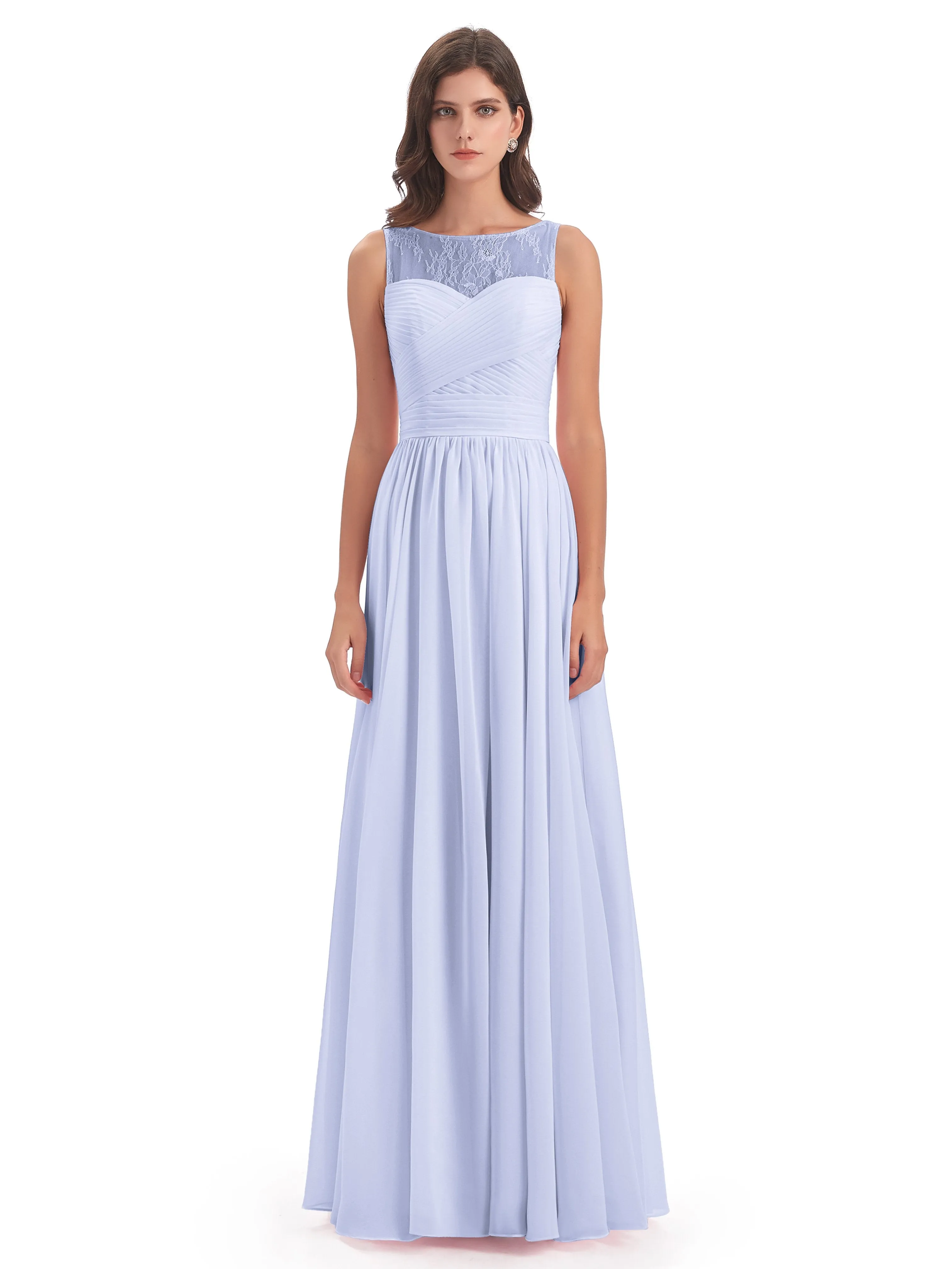 Robyn Magic Lace/Chiffon Illusion Long Bridesmaid Dresses