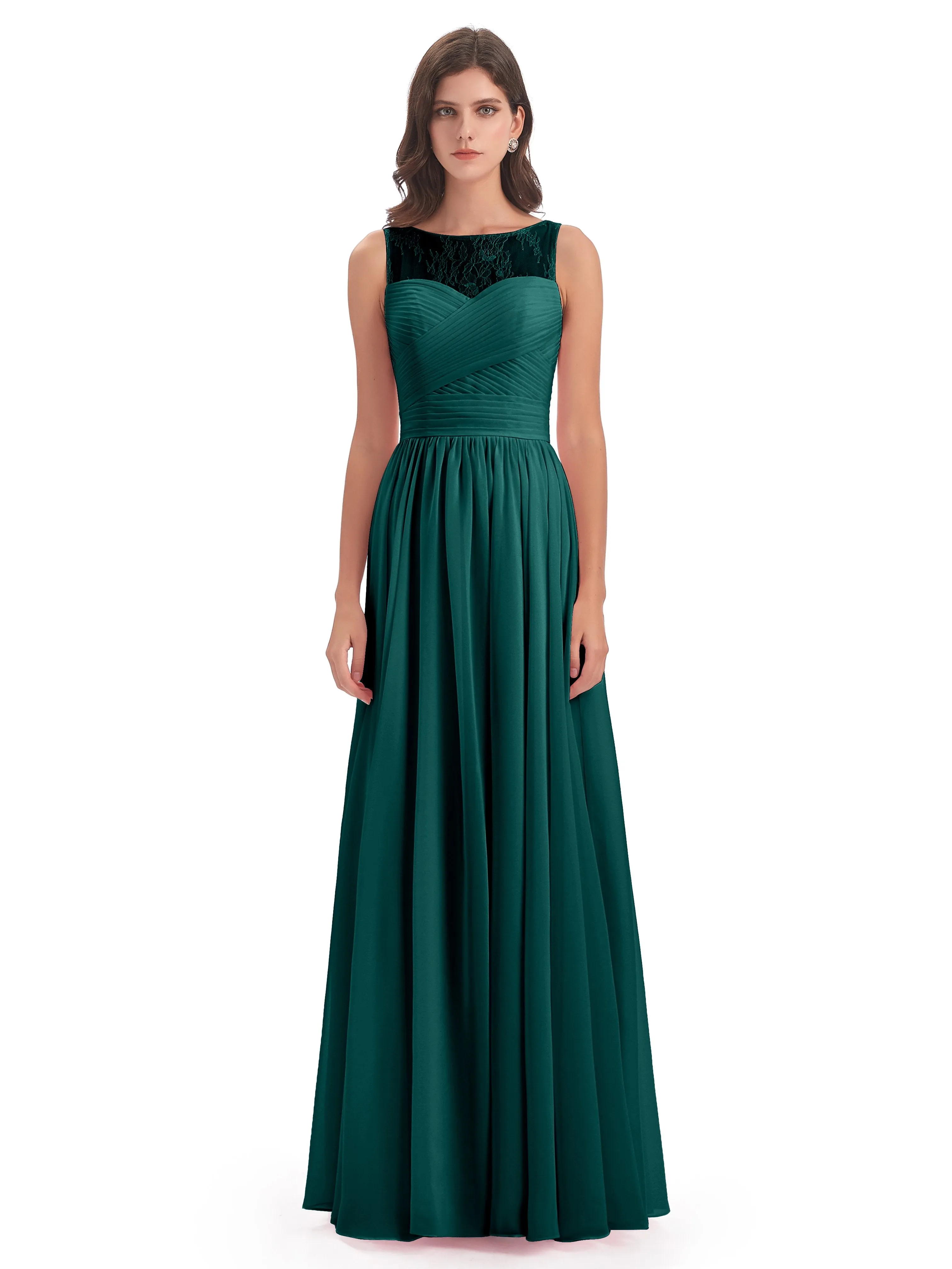 Robyn Magic Lace/Chiffon Illusion Long Bridesmaid Dresses