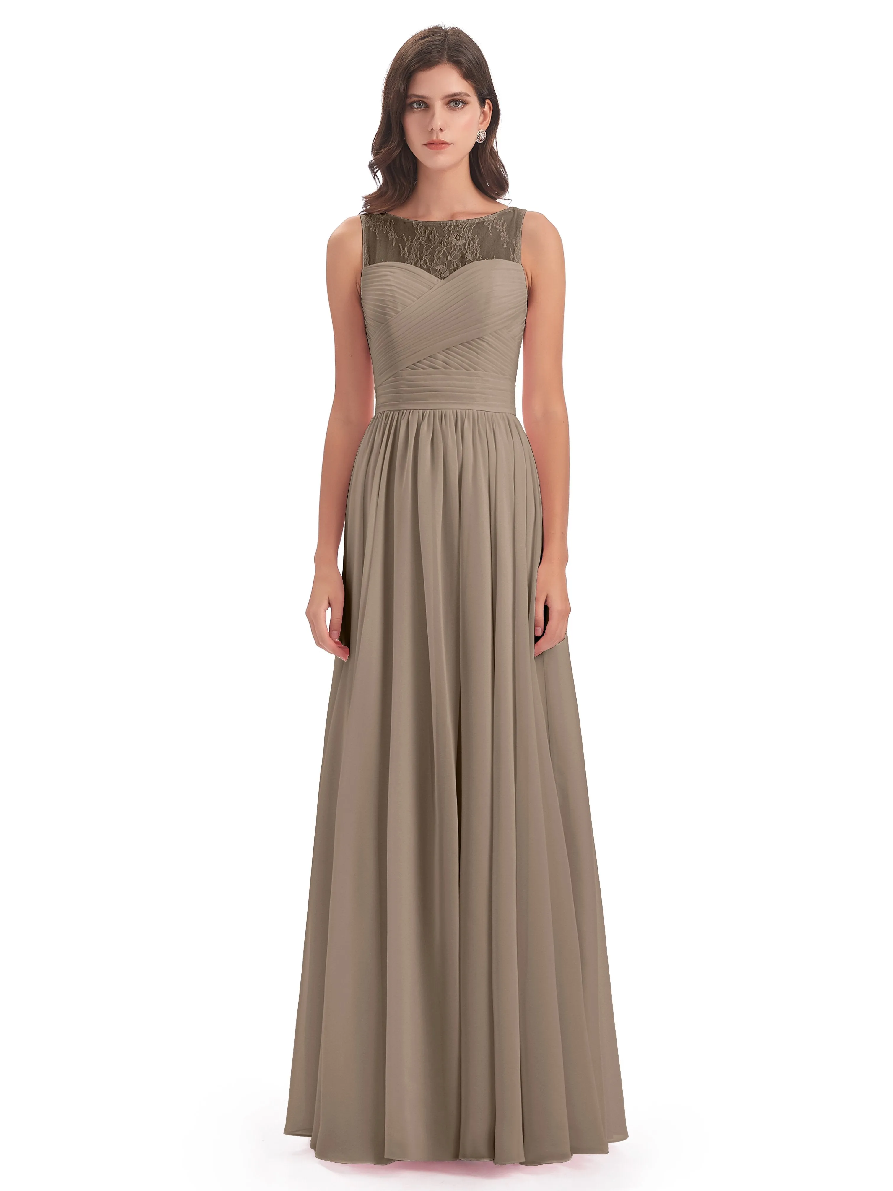 Robyn Magic Lace/Chiffon Illusion Long Bridesmaid Dresses