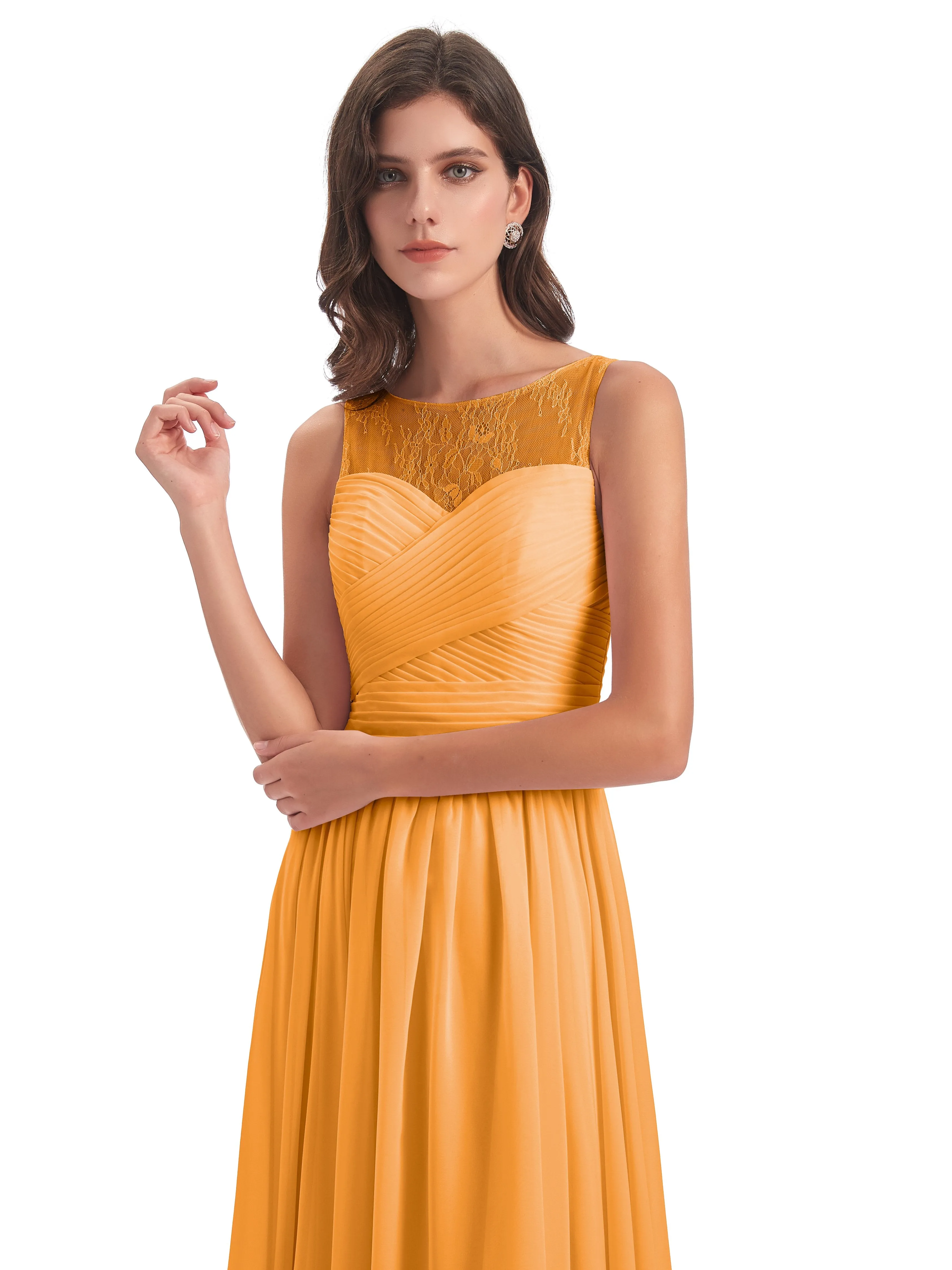 Robyn Magic Lace/Chiffon Illusion Long Bridesmaid Dresses