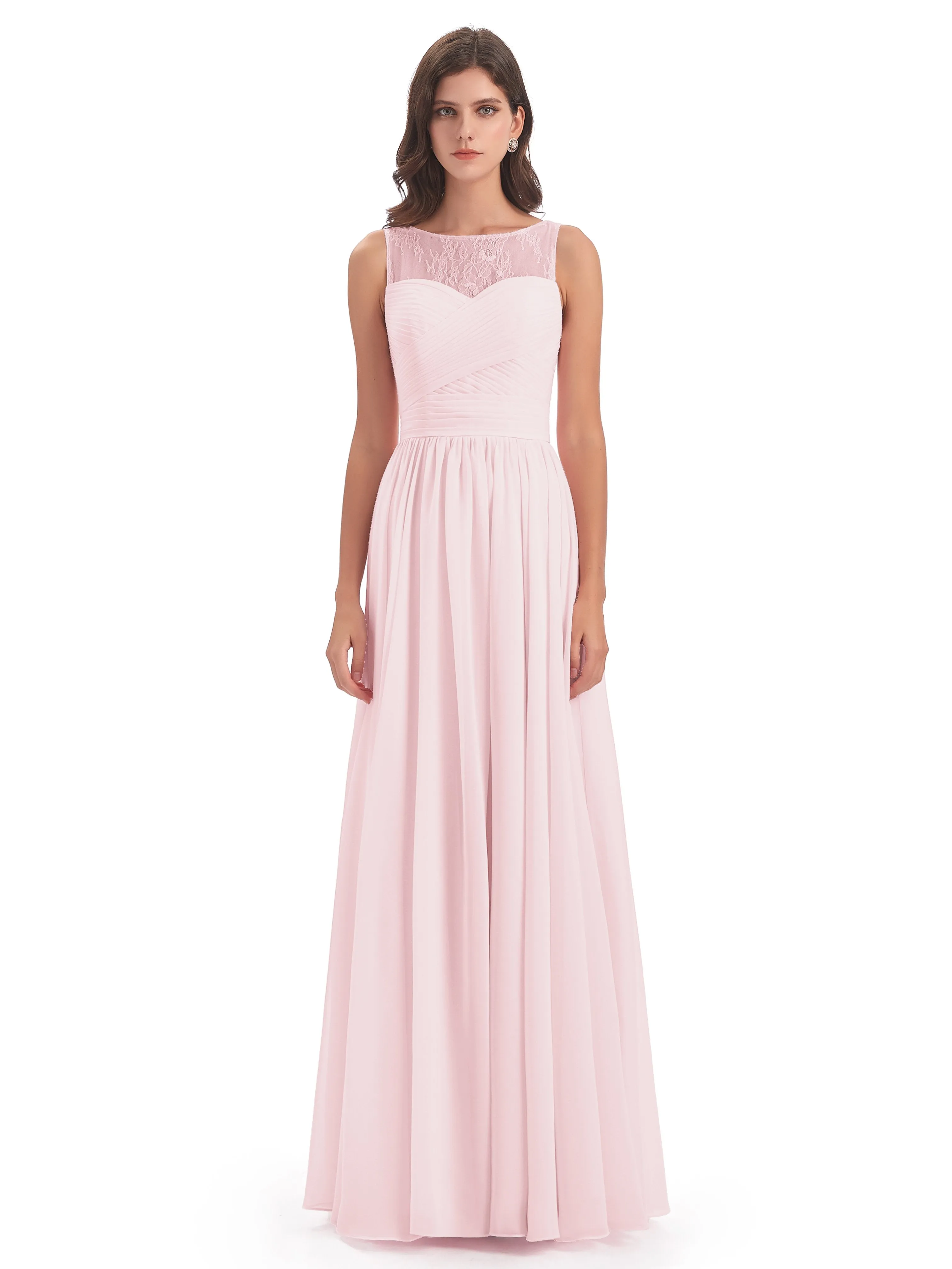 Robyn Magic Lace/Chiffon Illusion Long Bridesmaid Dresses