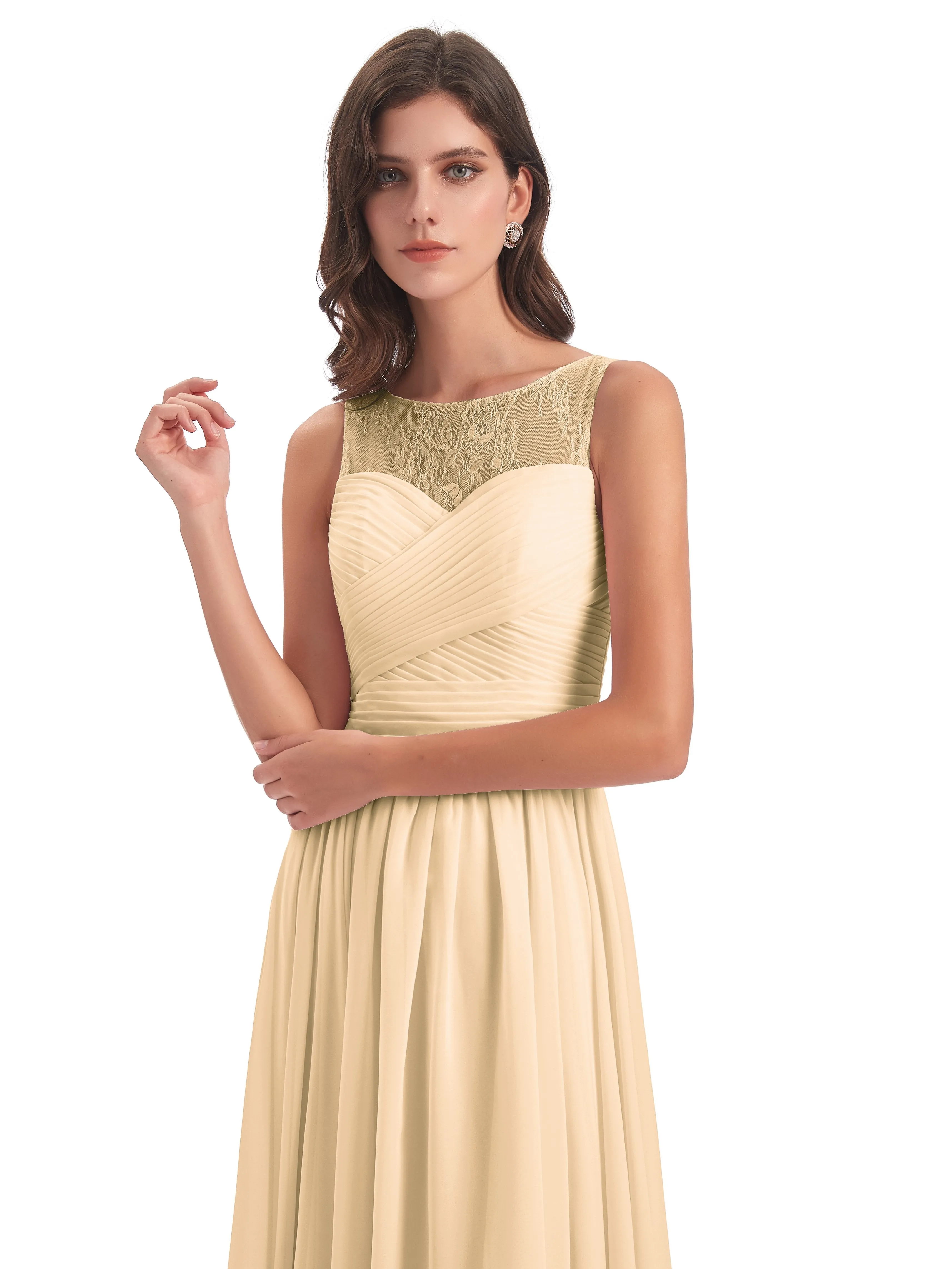 Robyn Magic Lace/Chiffon Illusion Long Bridesmaid Dresses