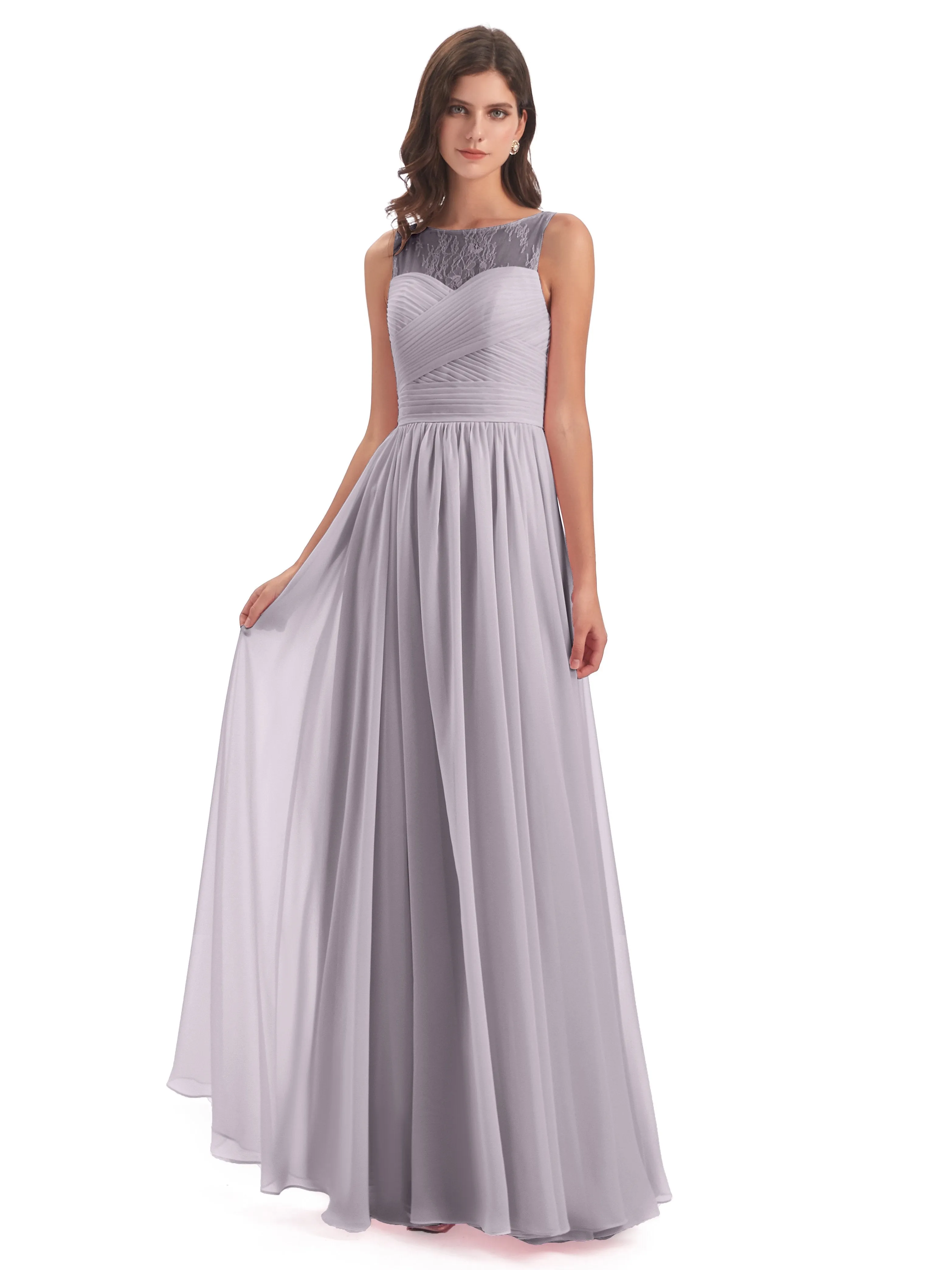 Robyn Magic Lace/Chiffon Illusion Long Bridesmaid Dresses