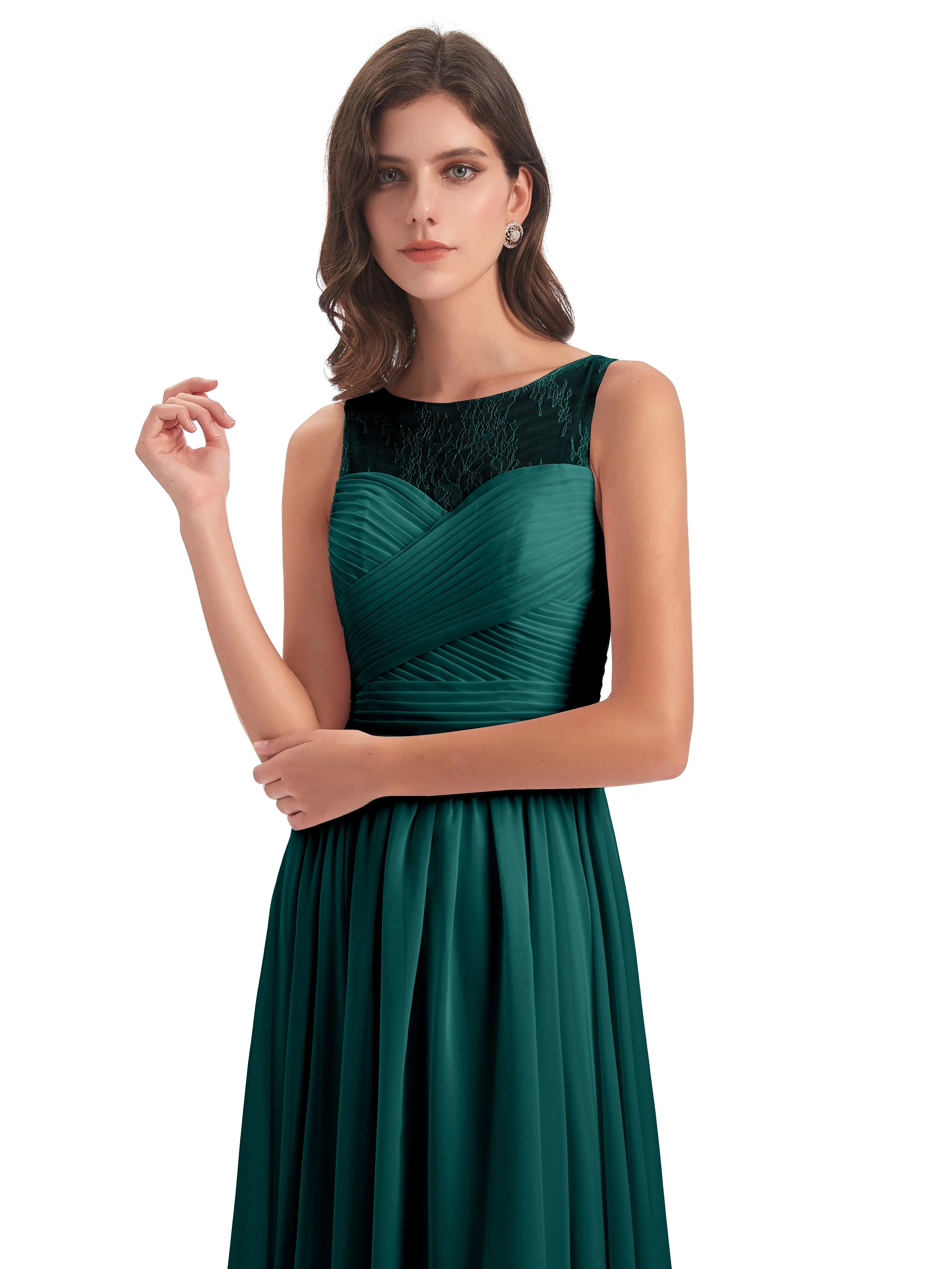 Robyn Magic Lace/Chiffon Illusion Long Bridesmaid Dresses