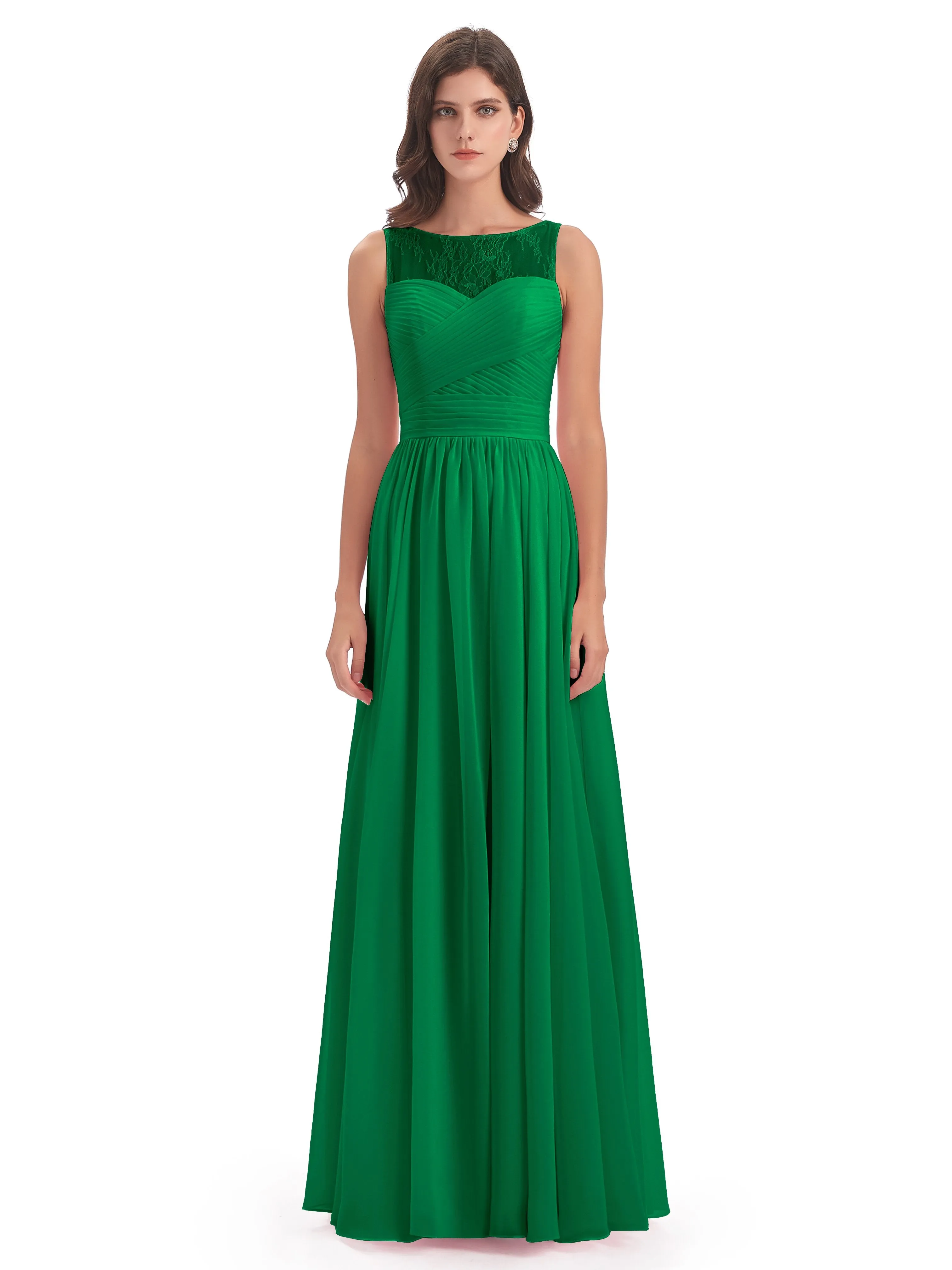 Robyn Magic Lace/Chiffon Illusion Long Bridesmaid Dresses
