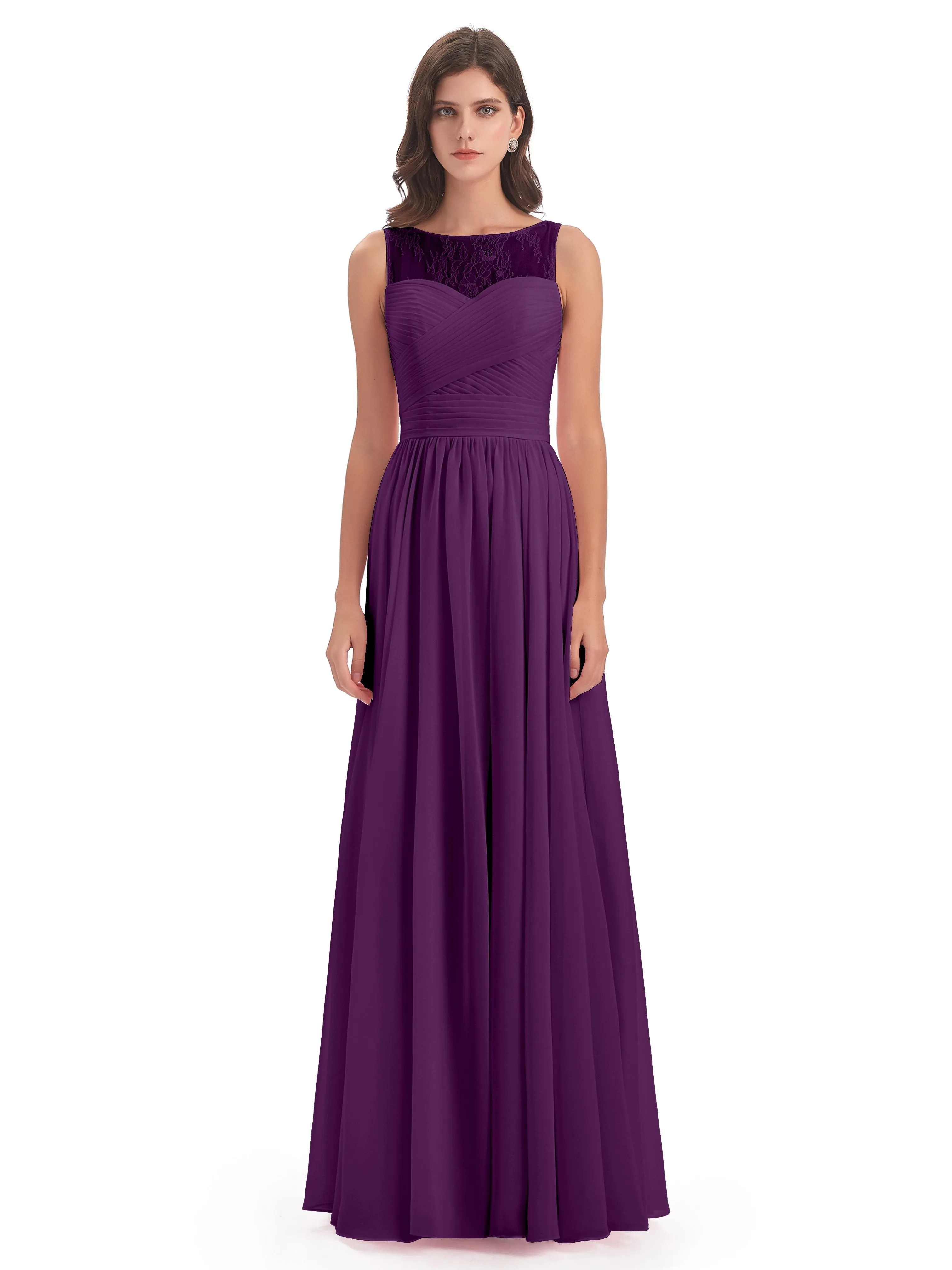 Robyn Magic Lace/Chiffon Illusion Long Bridesmaid Dresses