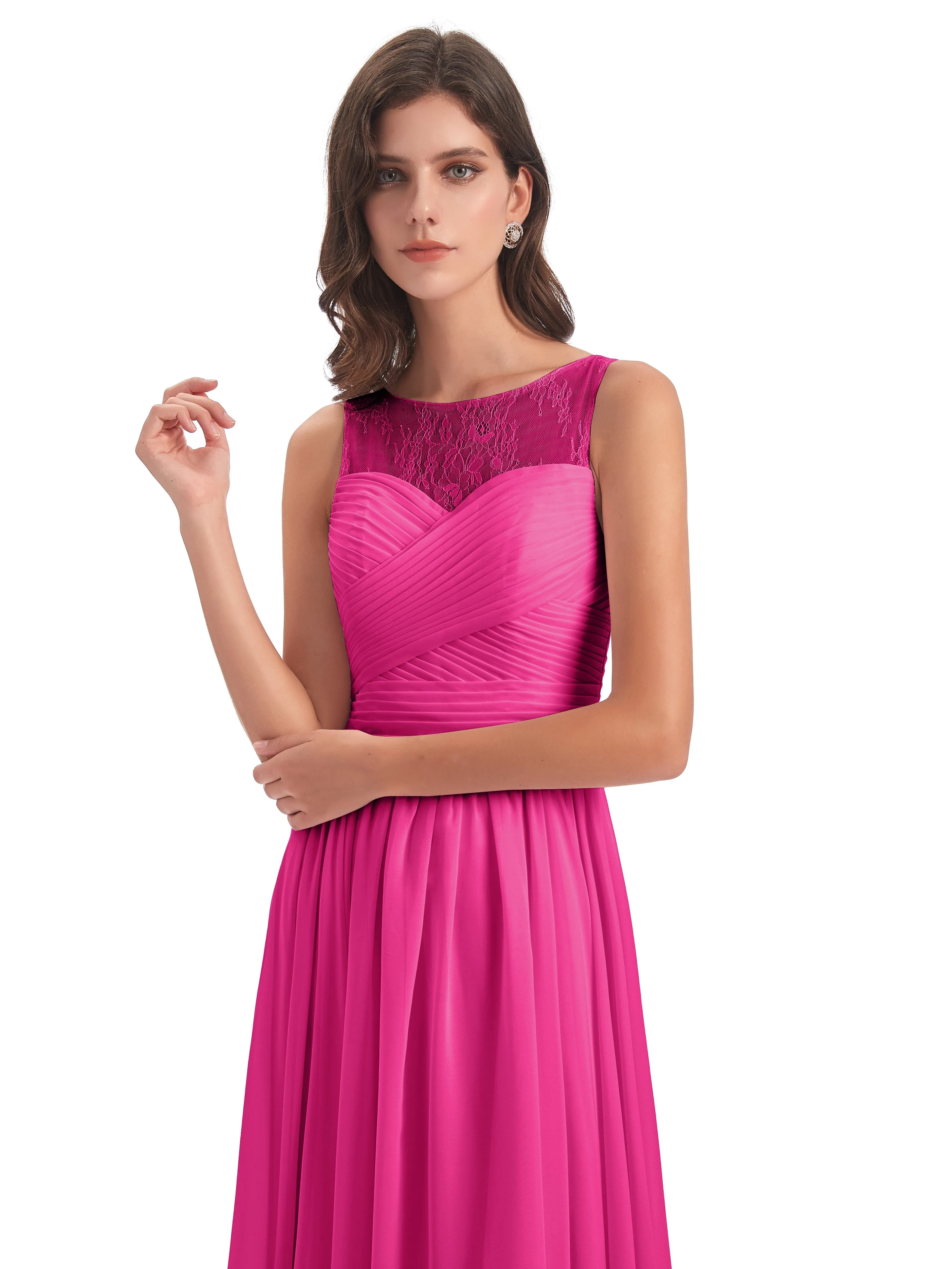 Robyn Magic Lace/Chiffon Illusion Long Bridesmaid Dresses