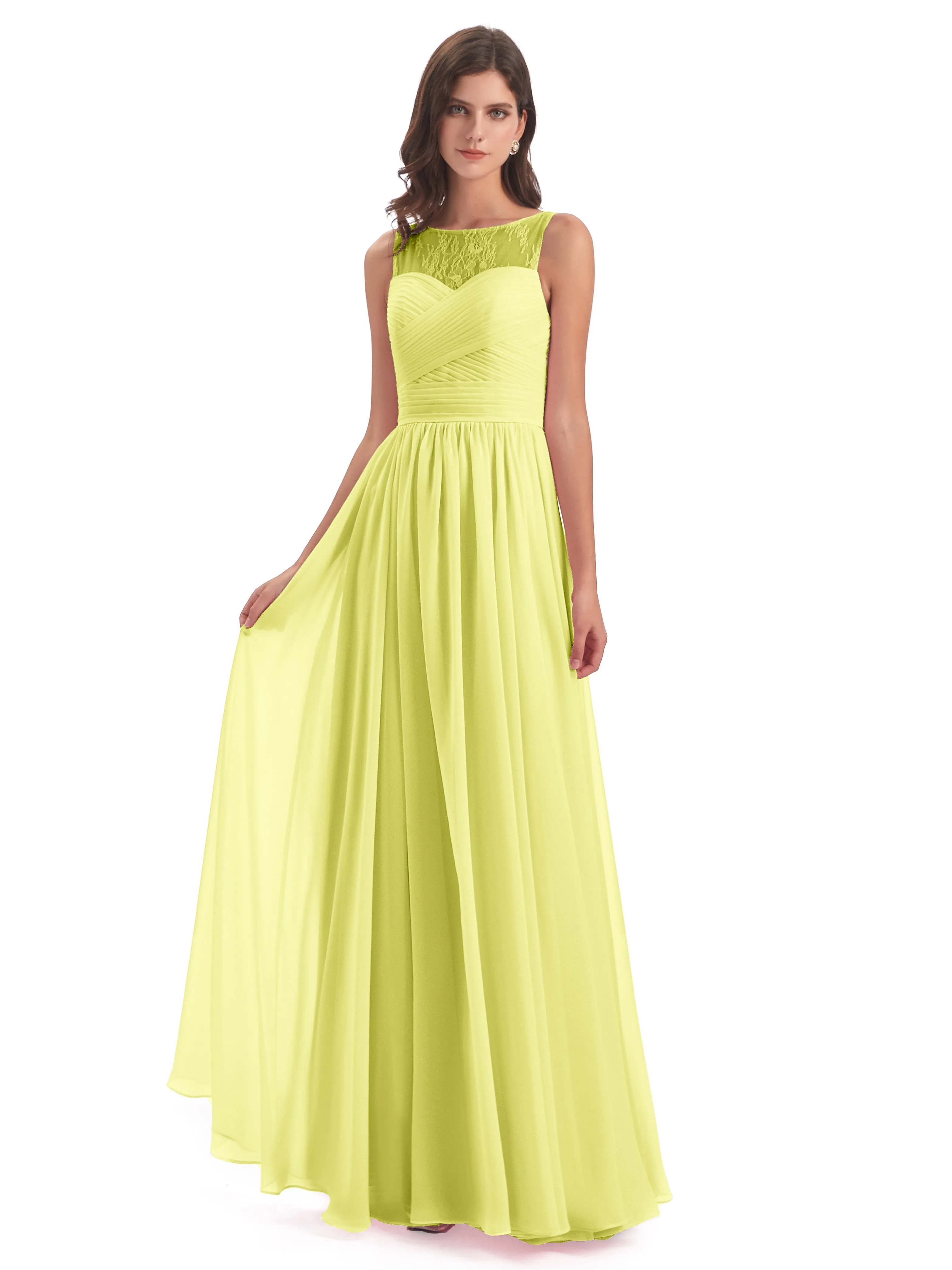 Robyn Magic Lace/Chiffon Illusion Long Bridesmaid Dresses