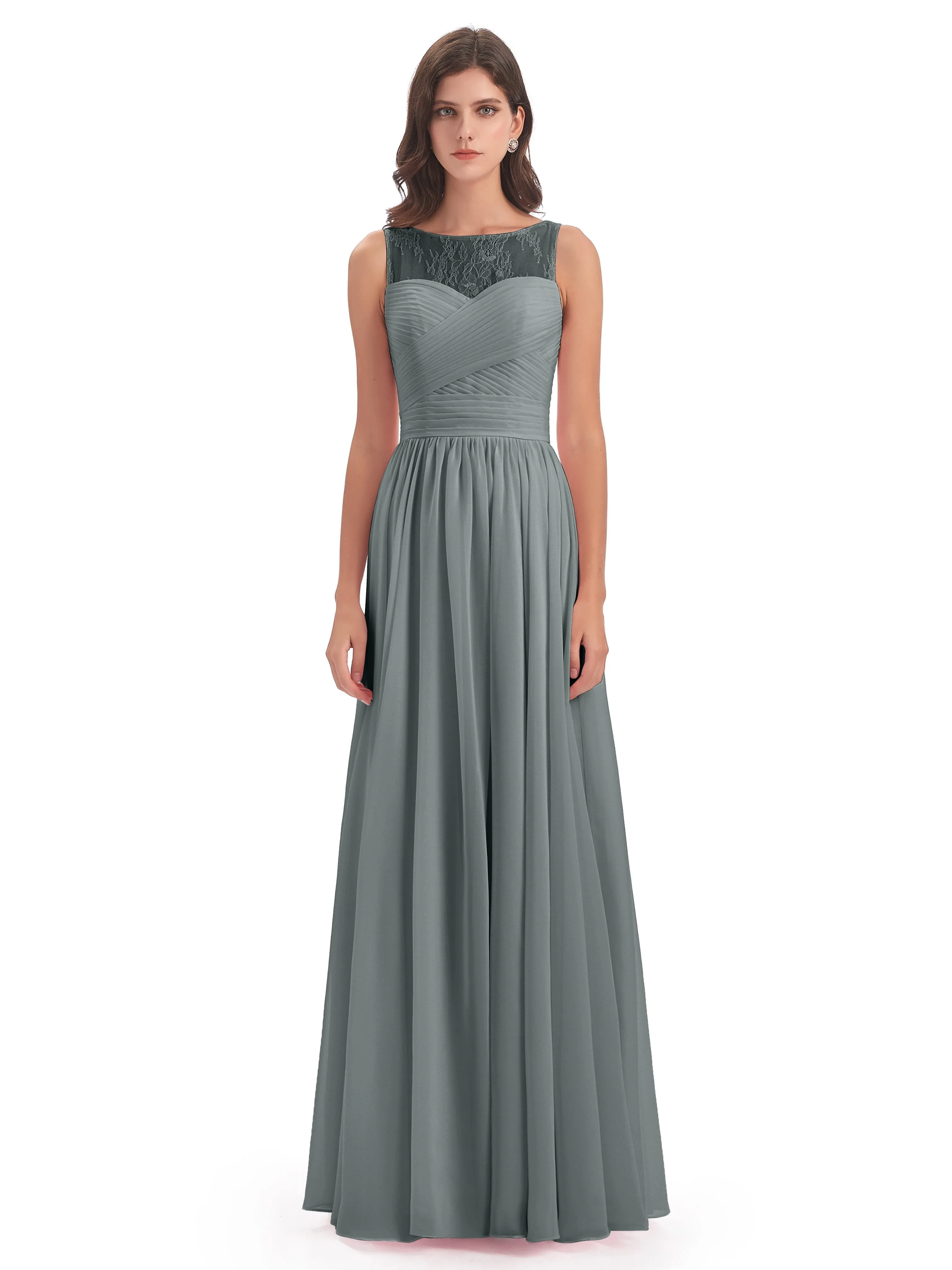 Robyn Magic Lace/Chiffon Illusion Long Bridesmaid Dresses