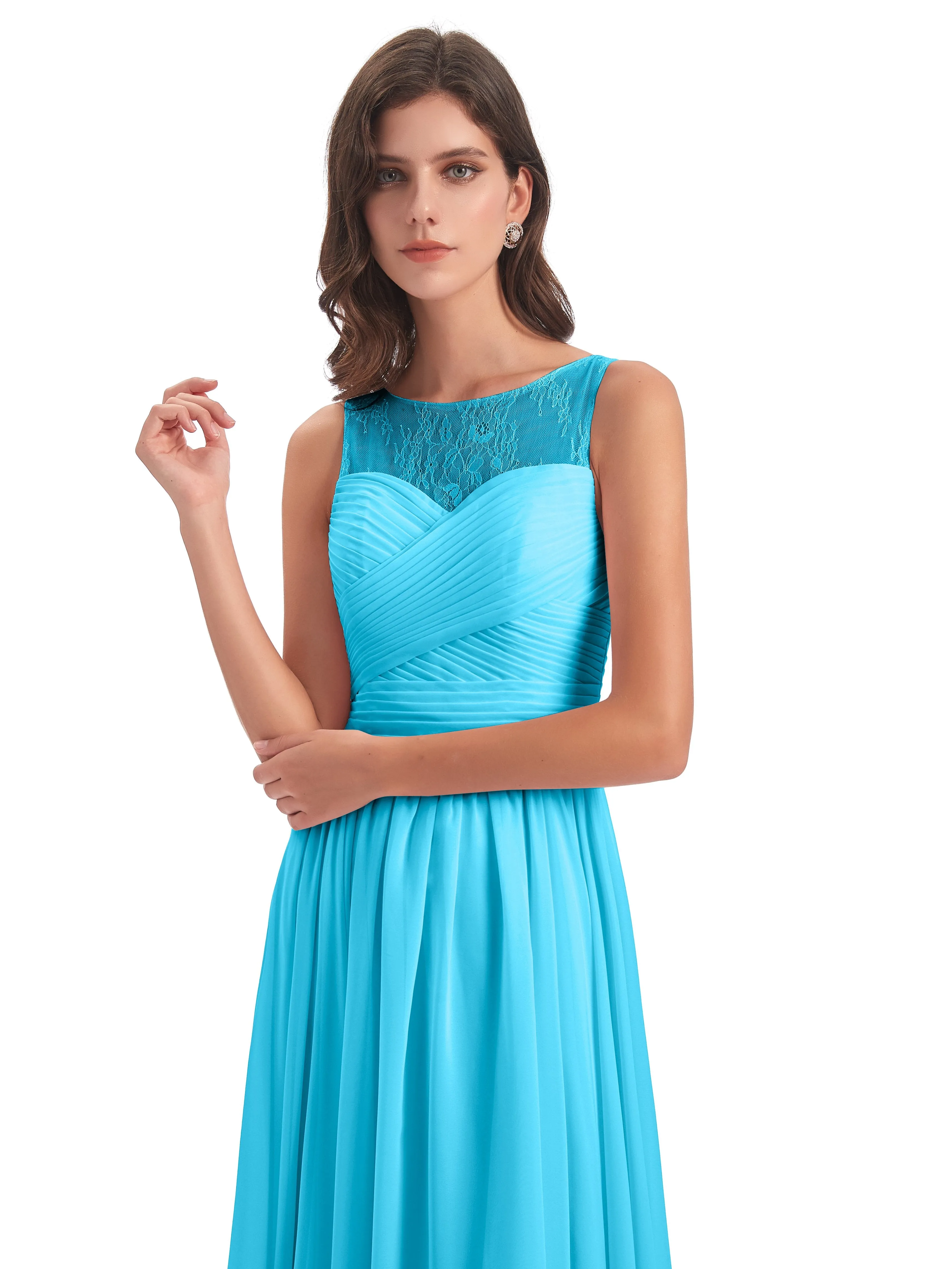 Robyn Magic Lace/Chiffon Illusion Long Bridesmaid Dresses