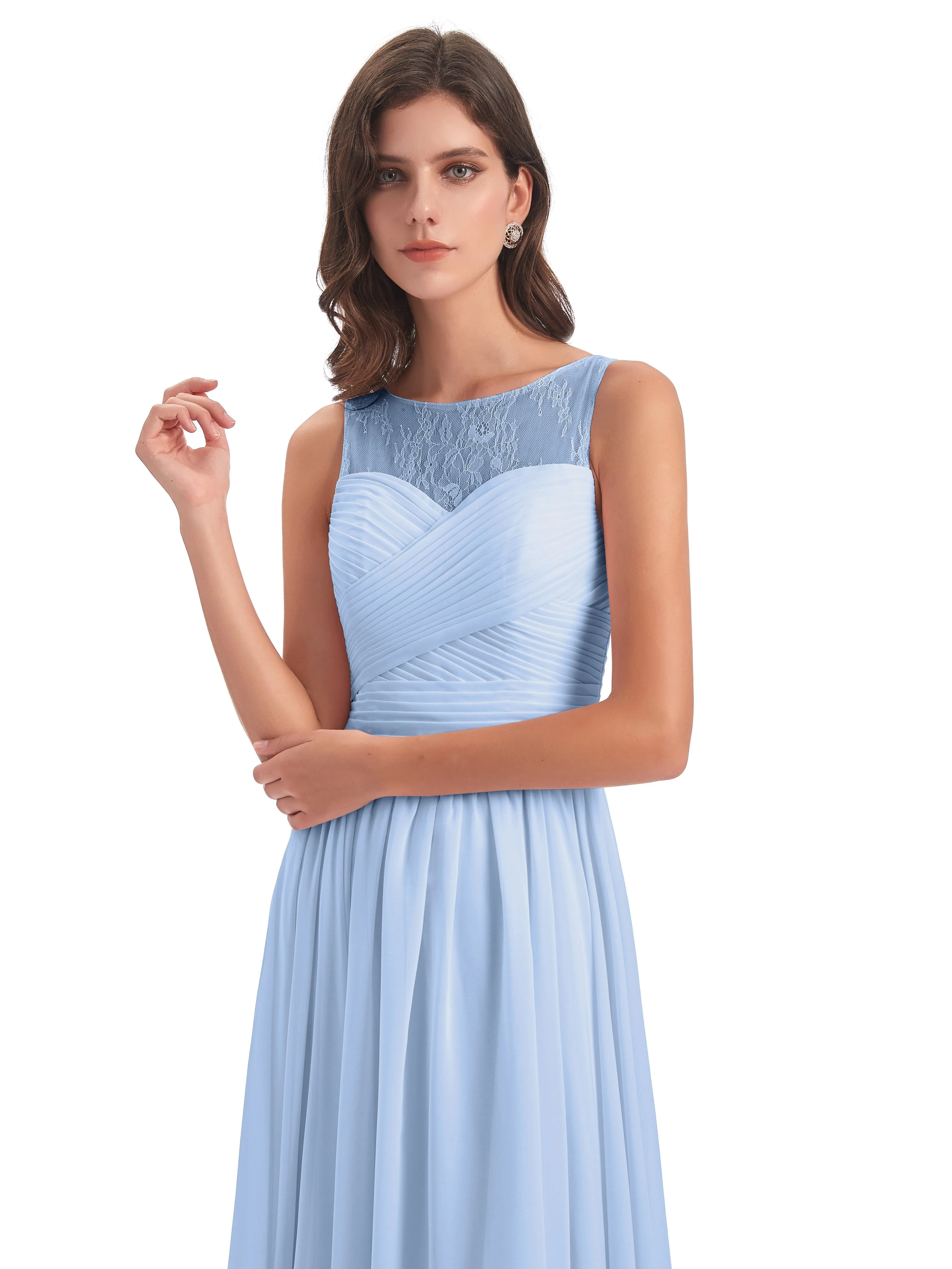 Robyn Magic Lace/Chiffon Illusion Long Bridesmaid Dresses