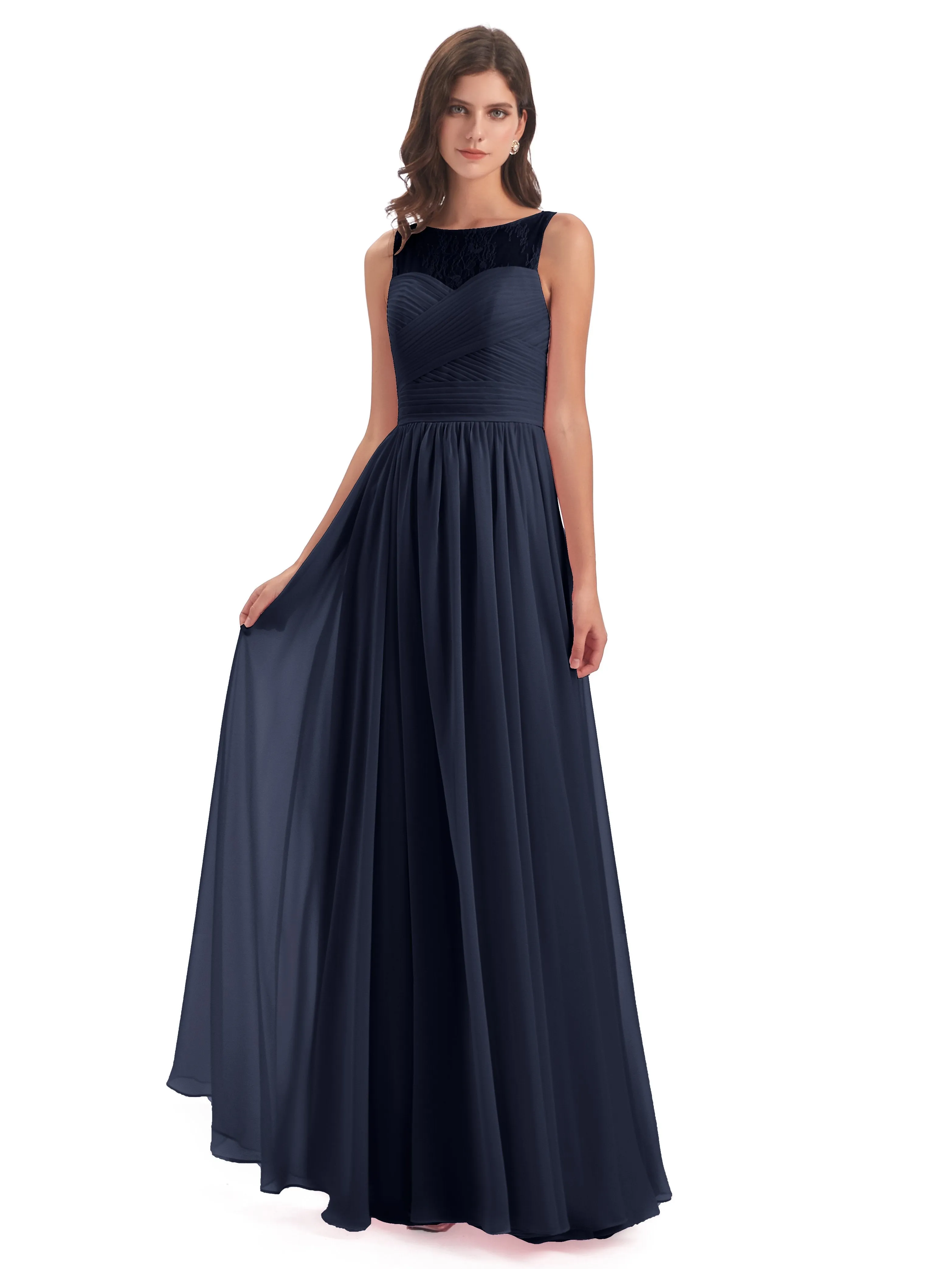 Robyn Magic Lace/Chiffon Illusion Long Bridesmaid Dresses