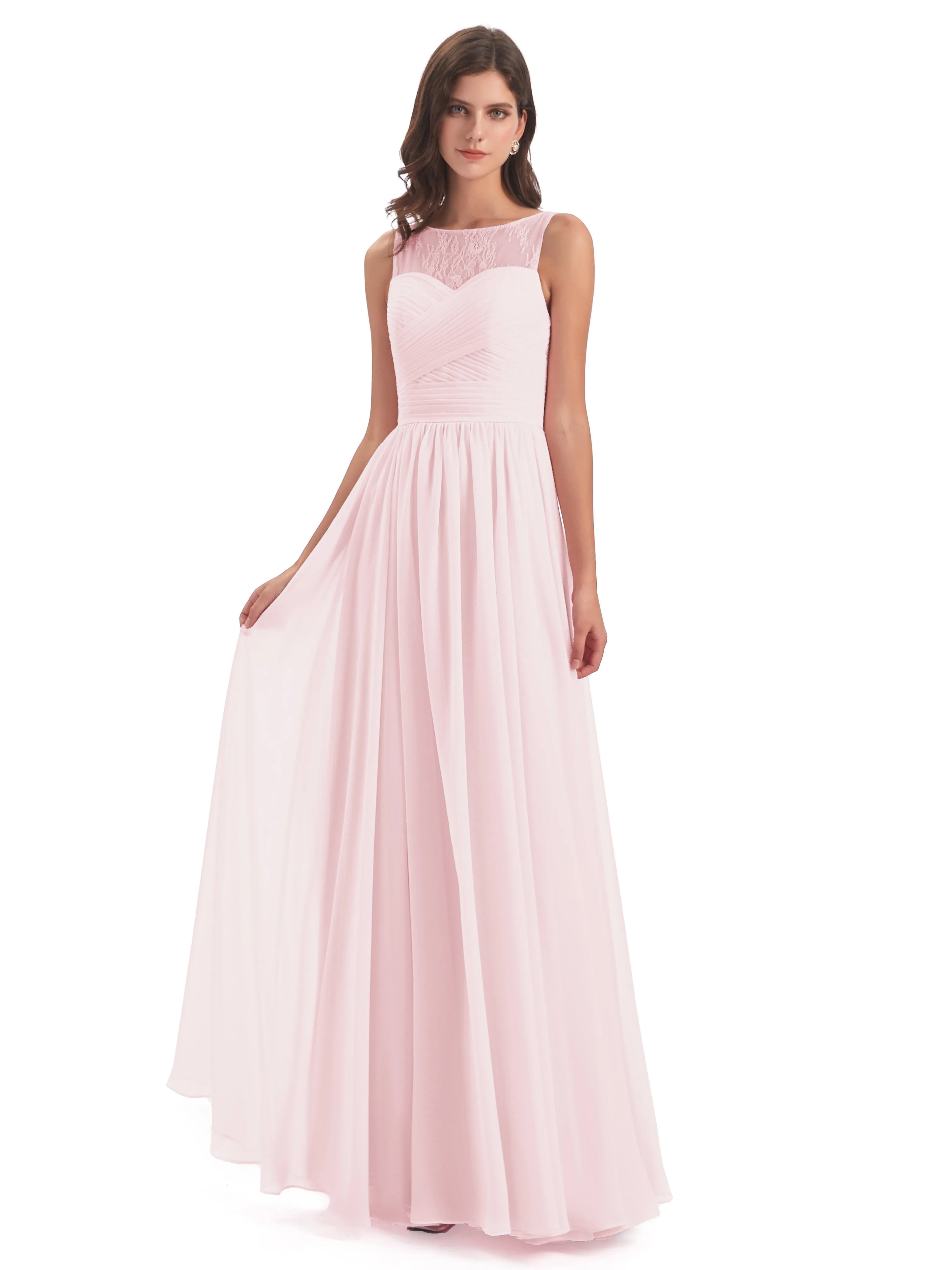 Robyn Magic Lace/Chiffon Illusion Long Bridesmaid Dresses