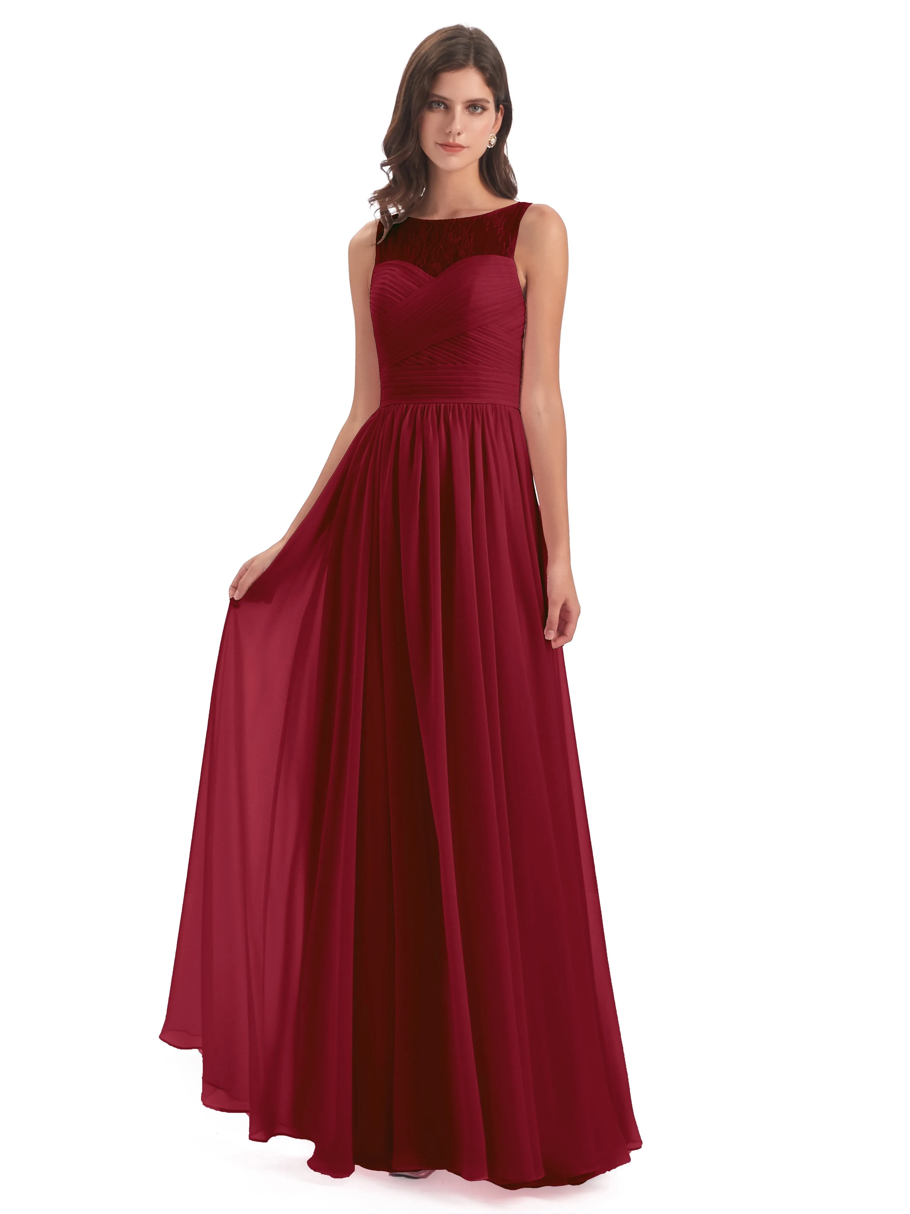 Robyn Magic Lace/Chiffon Illusion Long Bridesmaid Dresses