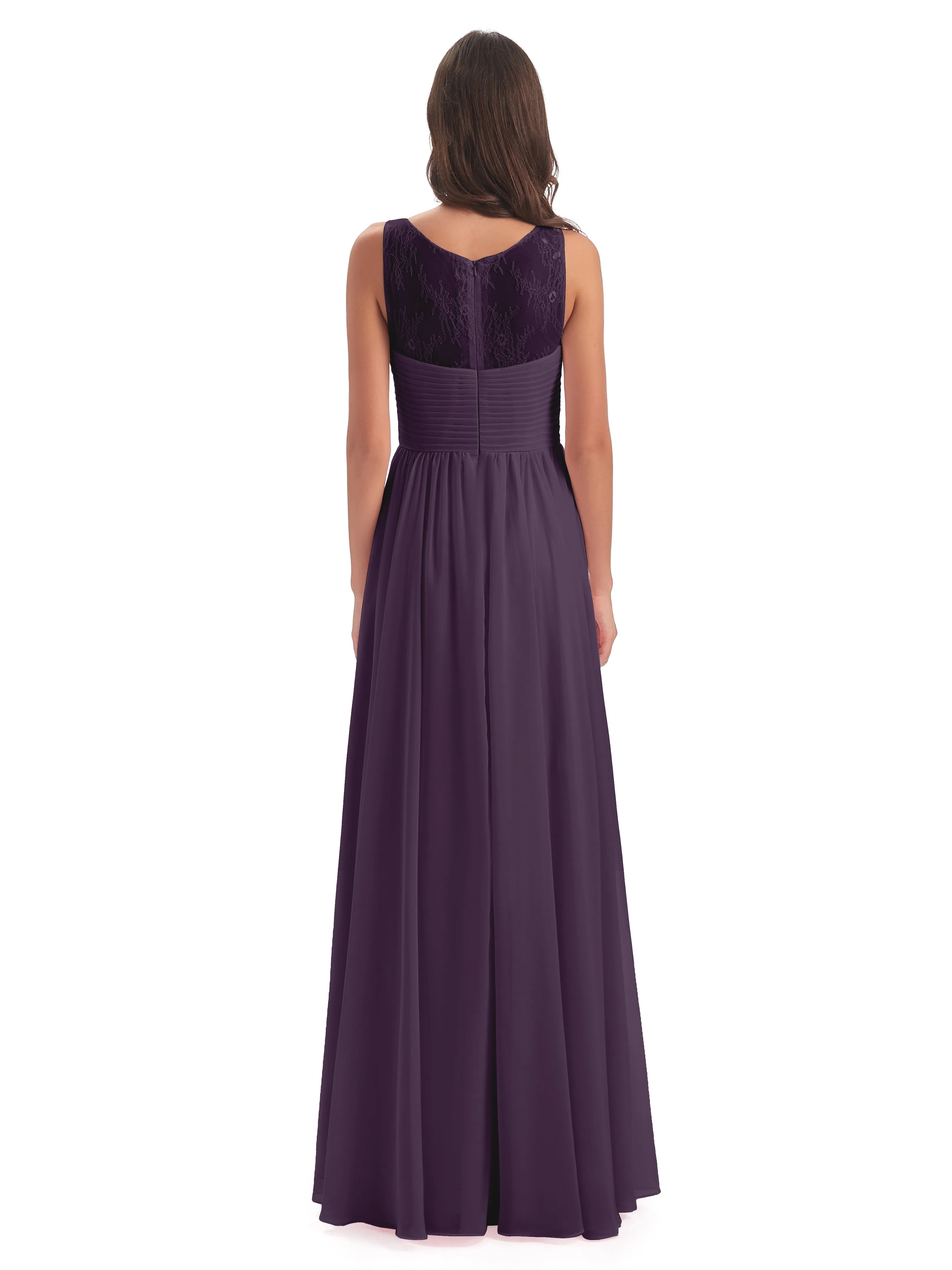 Robyn Magic Lace/Chiffon Illusion Long Bridesmaid Dresses