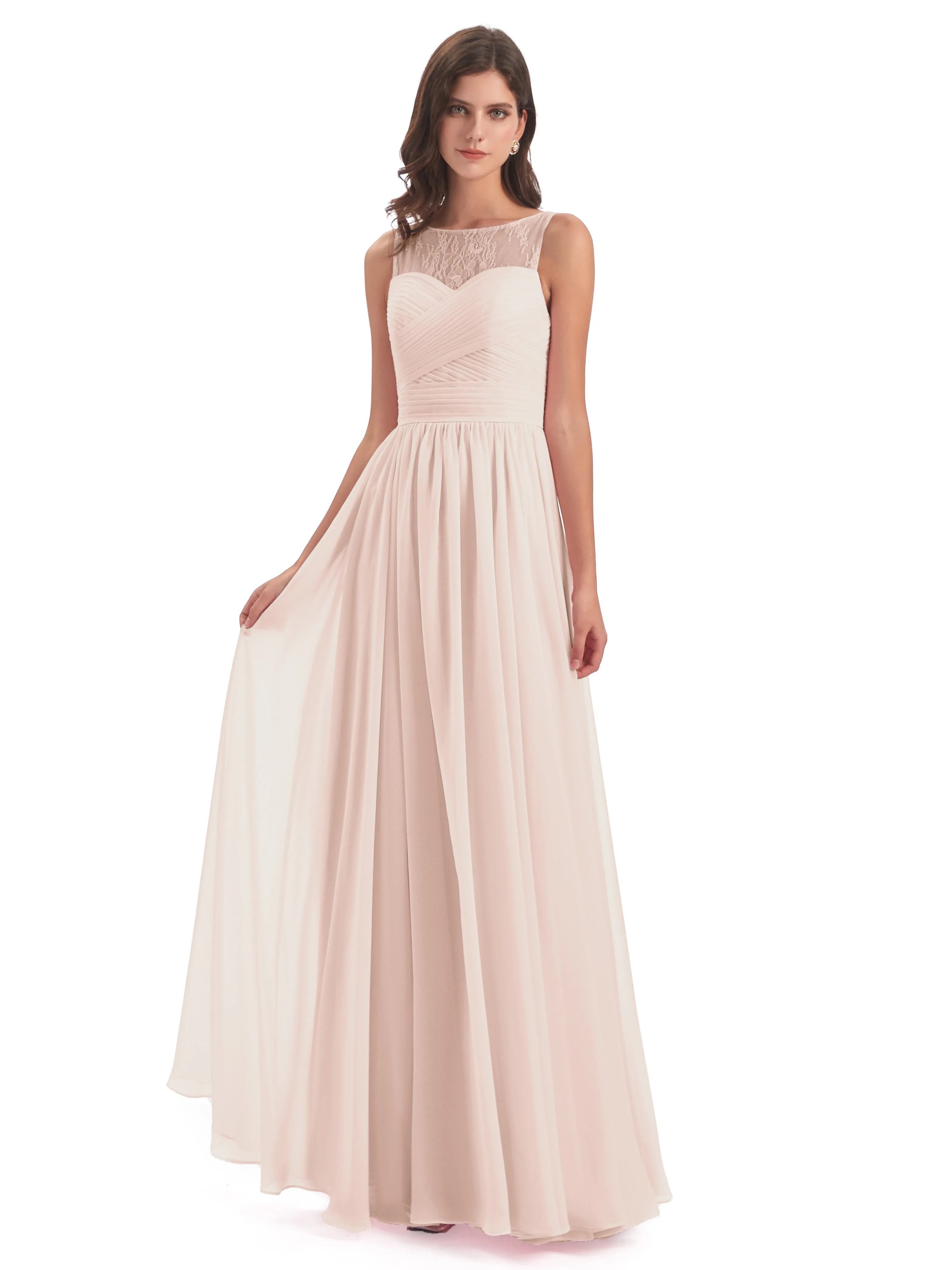 Robyn Magic Lace/Chiffon Illusion Long Bridesmaid Dresses