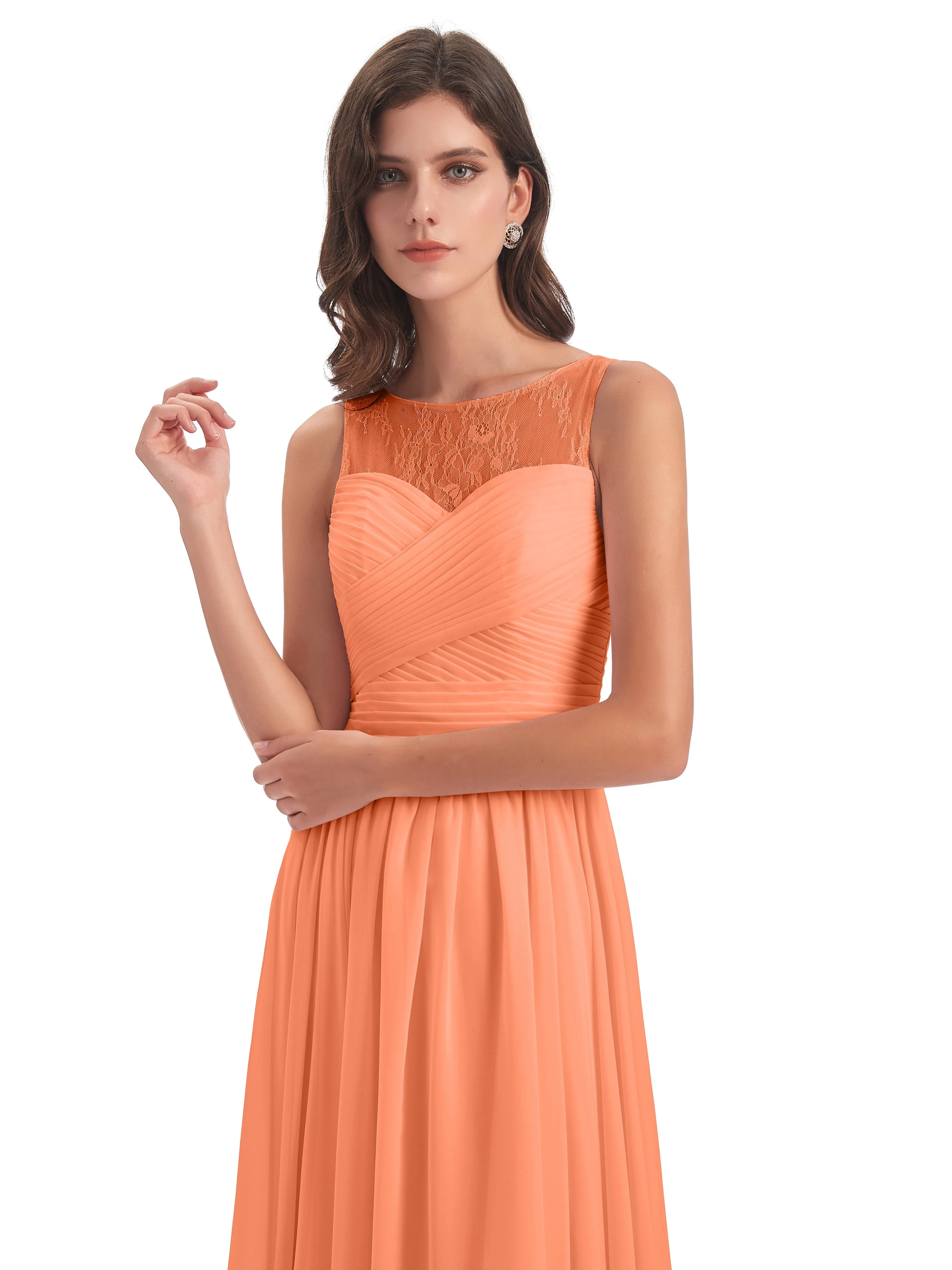 Robyn Magic Lace/Chiffon Illusion Long Bridesmaid Dresses