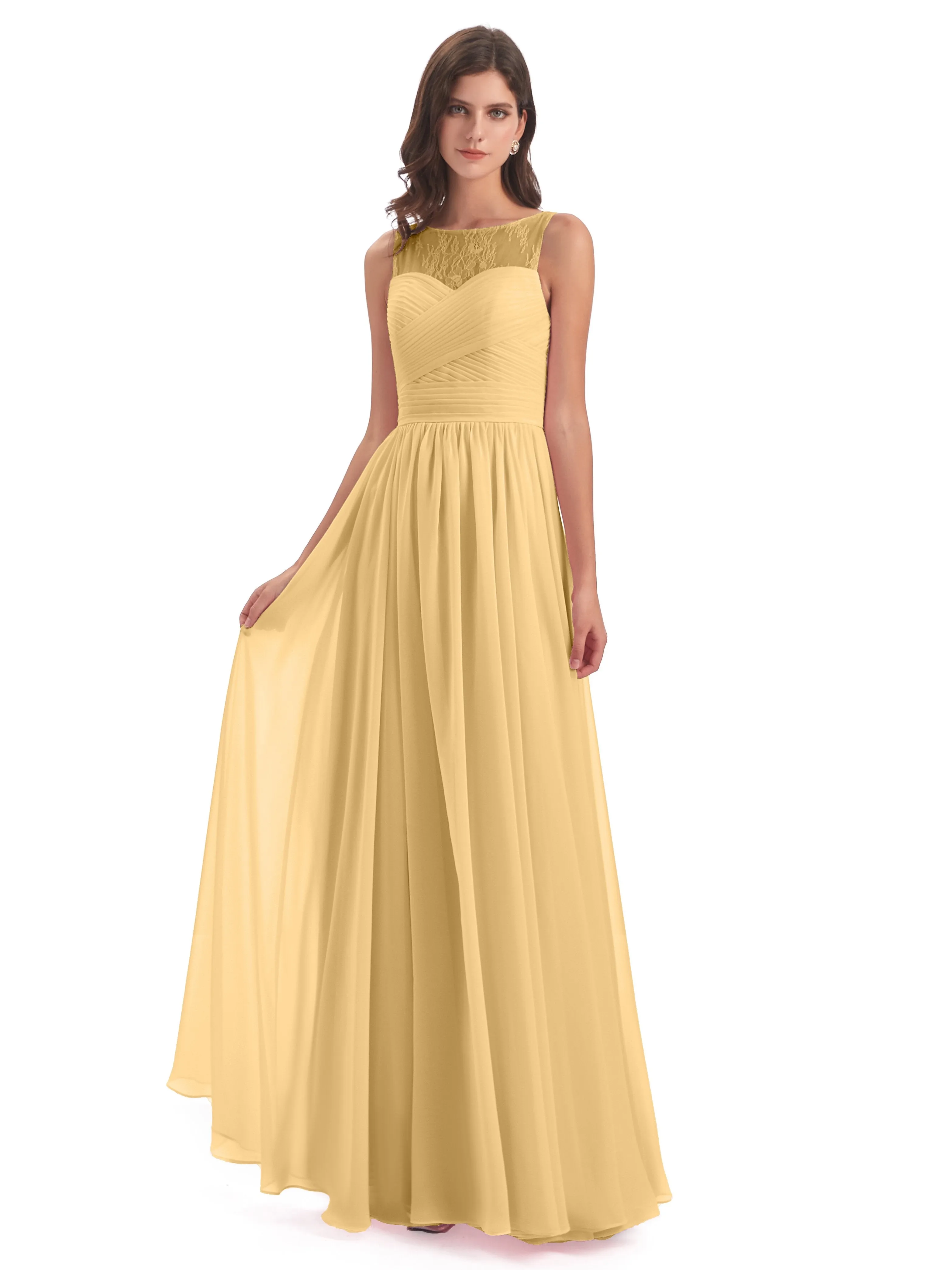 Robyn Magic Lace/Chiffon Illusion Long Bridesmaid Dresses