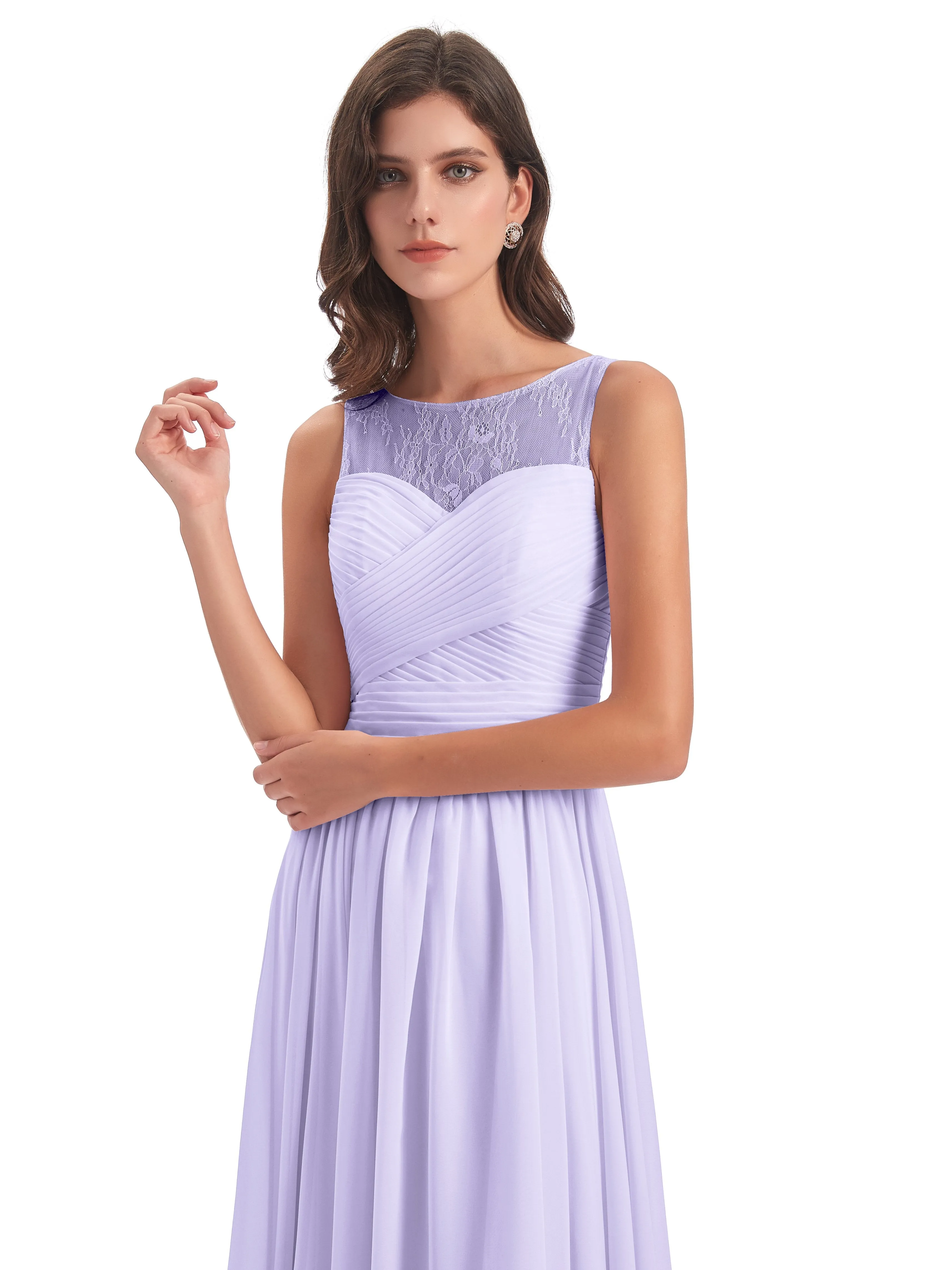 Robyn Magic Lace/Chiffon Illusion Long Bridesmaid Dresses