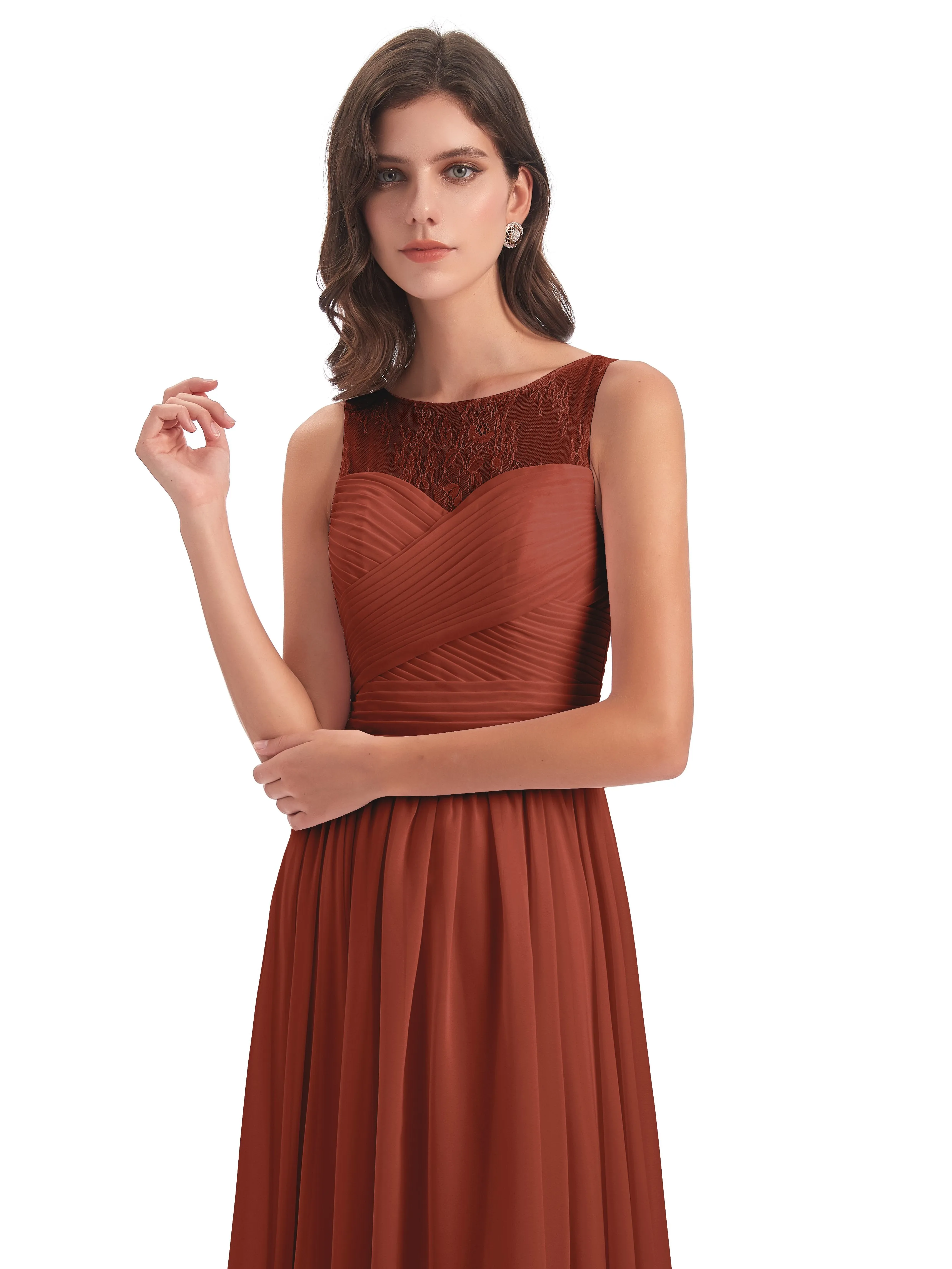 Robyn Magic Lace/Chiffon Illusion Long Bridesmaid Dresses