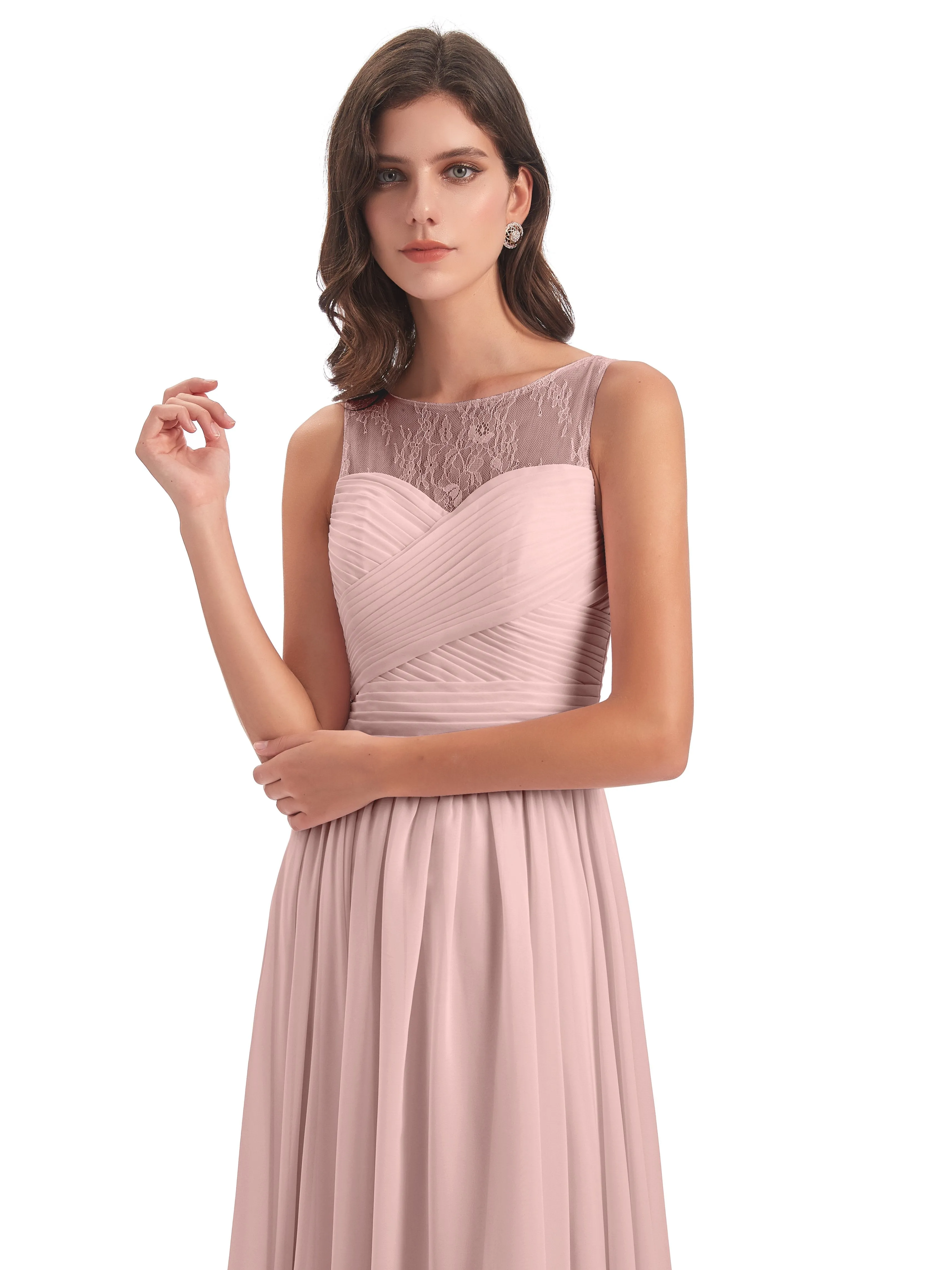 Robyn Magic Lace/Chiffon Illusion Long Bridesmaid Dresses