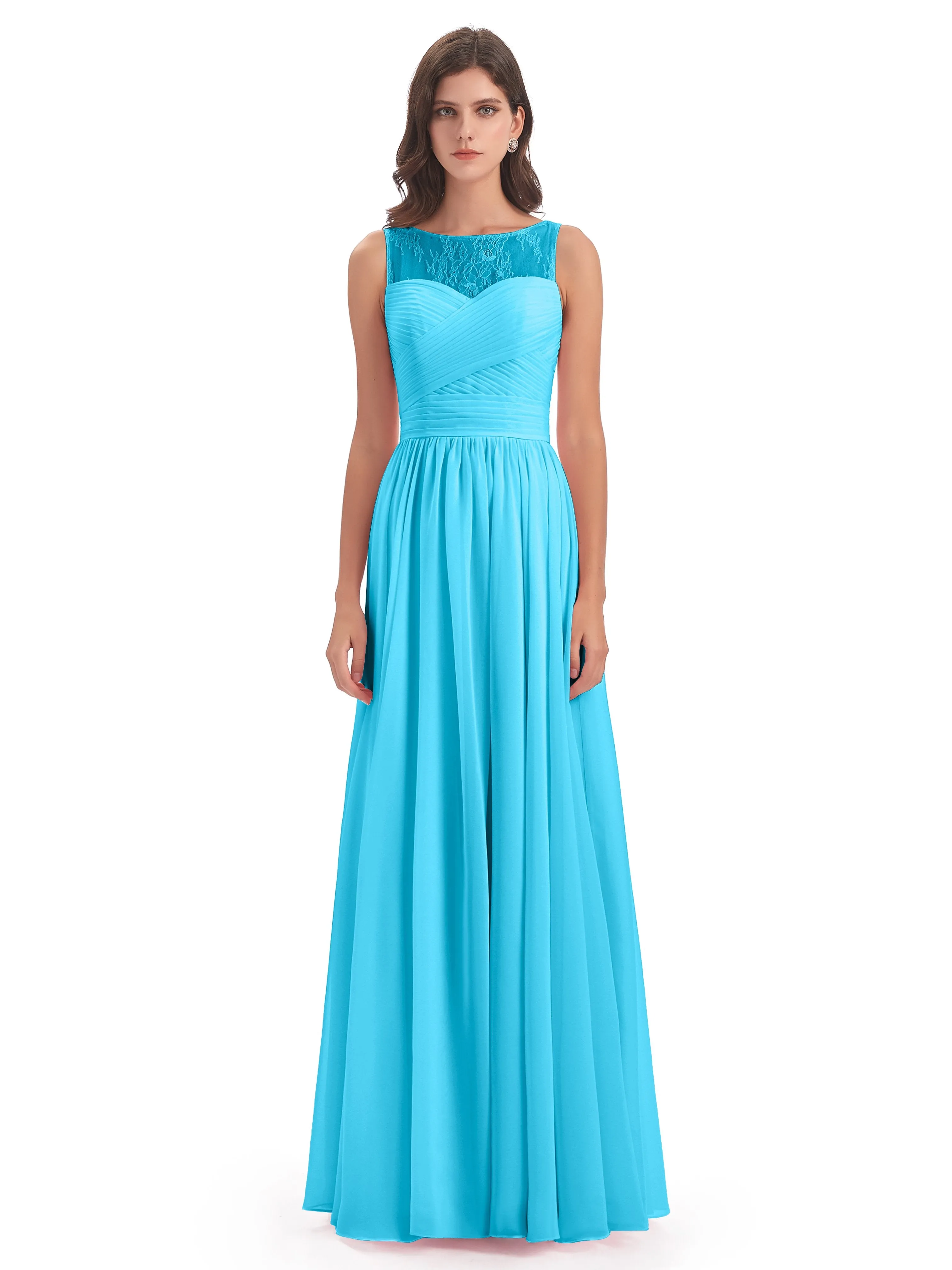 Robyn Magic Lace/Chiffon Illusion Long Bridesmaid Dresses