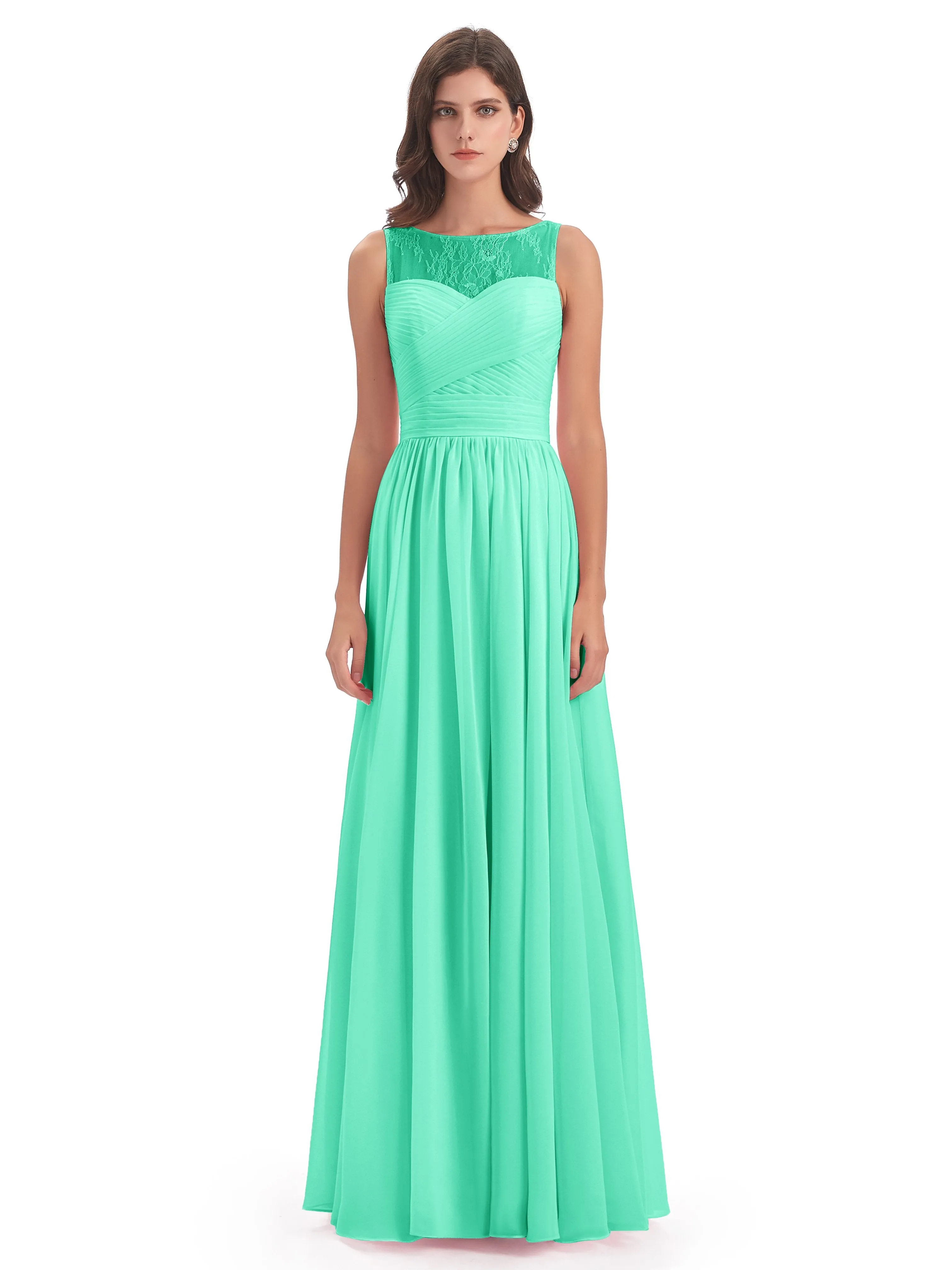 Robyn Magic Lace/Chiffon Illusion Long Bridesmaid Dresses